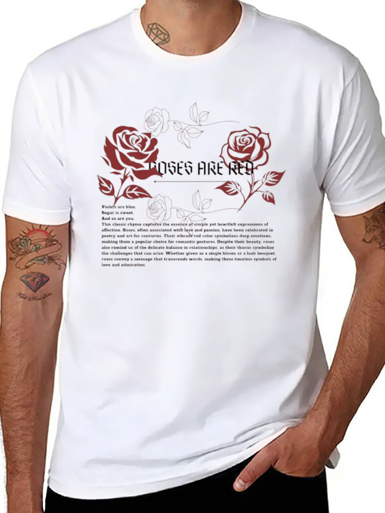ROSES ARE RED. Rose Art. Aesthetics Comfortable Minimalist Graphic Tee – Summer Style Essential