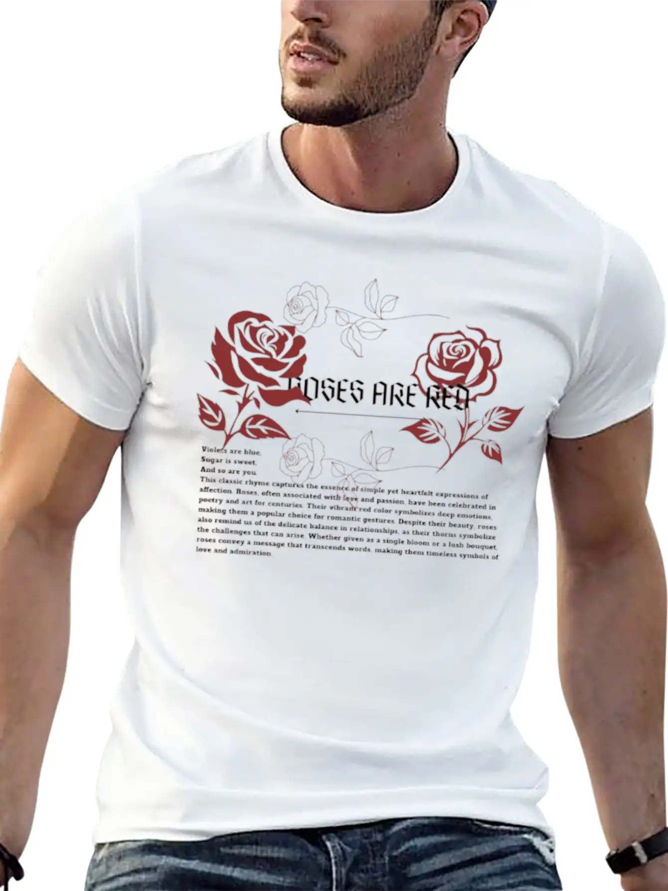 ROSES ARE RED. Rose Art. Aesthetics Comfortable Minimalist Graphic Tee – Summer Style Essential