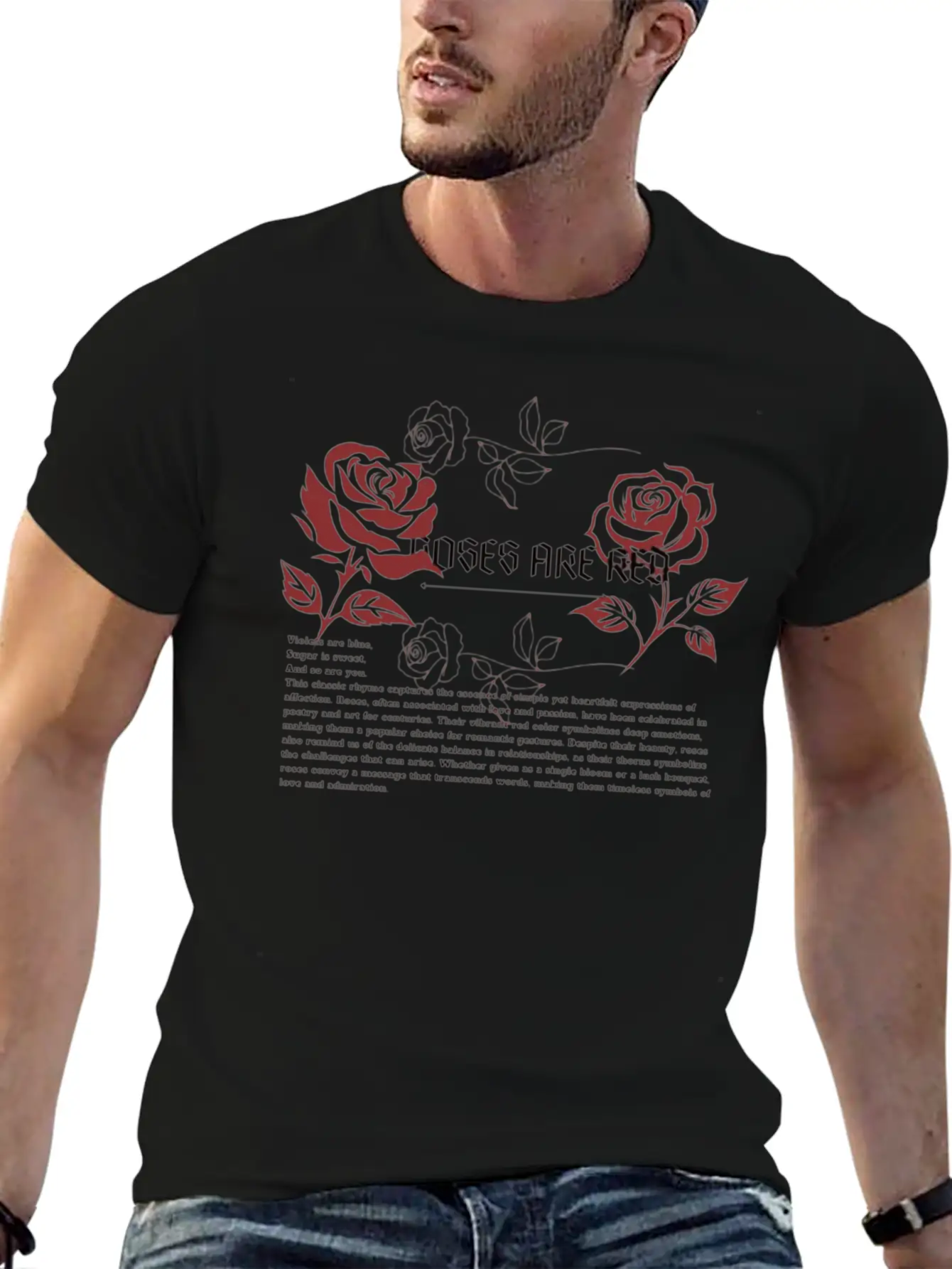 ROSES ARE RED. Rose Art. Aesthetics Comfortable Minimalist Graphic Tee – Summer Style Essential