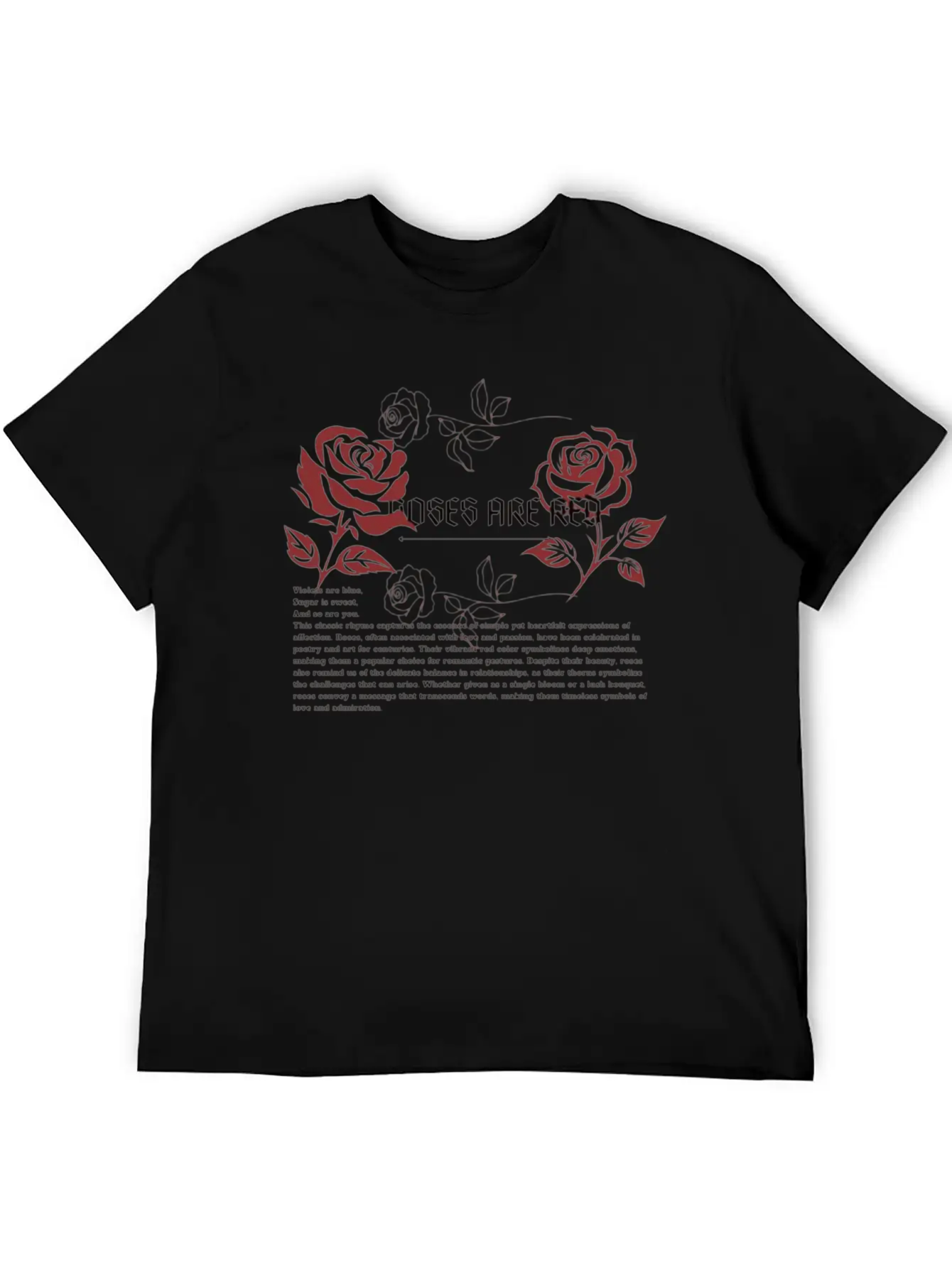 ROSES ARE RED. Rose Art. Aesthetics Comfortable Minimalist Graphic Tee – Summer Style Essential