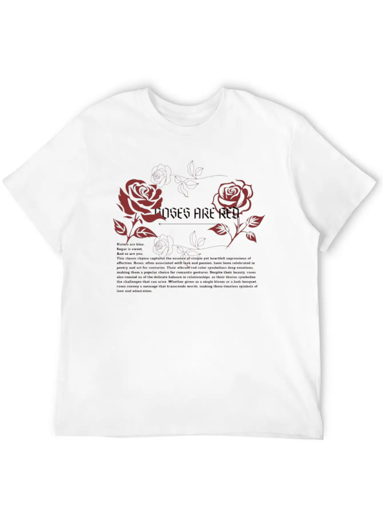 ROSES ARE RED. Rose Art. Aesthetics Comfortable Minimalist Graphic Tee – Summer Style Essential