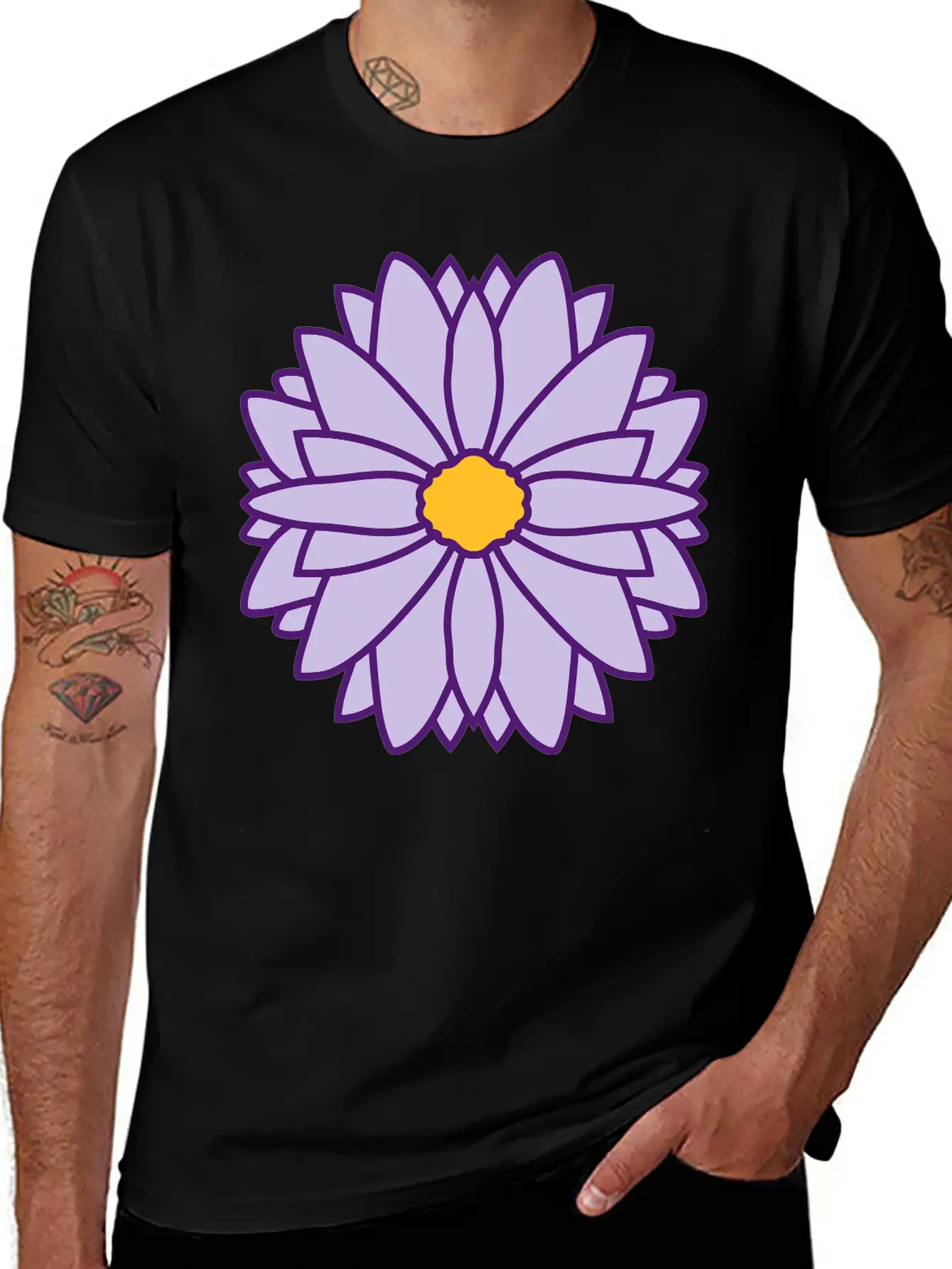 Round Pretty Flower Design Unisex Casual T-Shirt – Clean Design For Daily Comfort