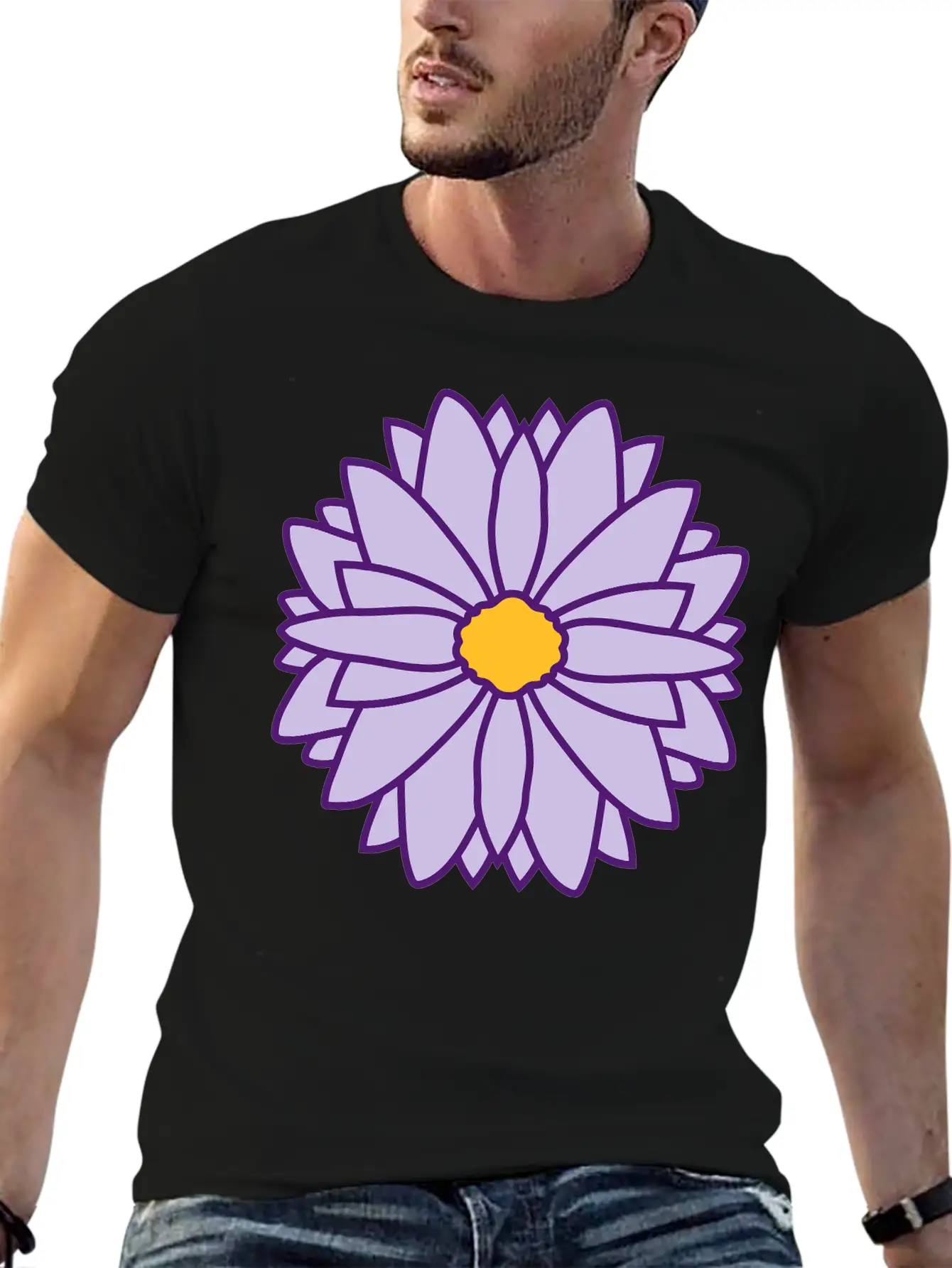 Round Pretty Flower Design Unisex Casual T-Shirt – Clean Design For Daily Comfort