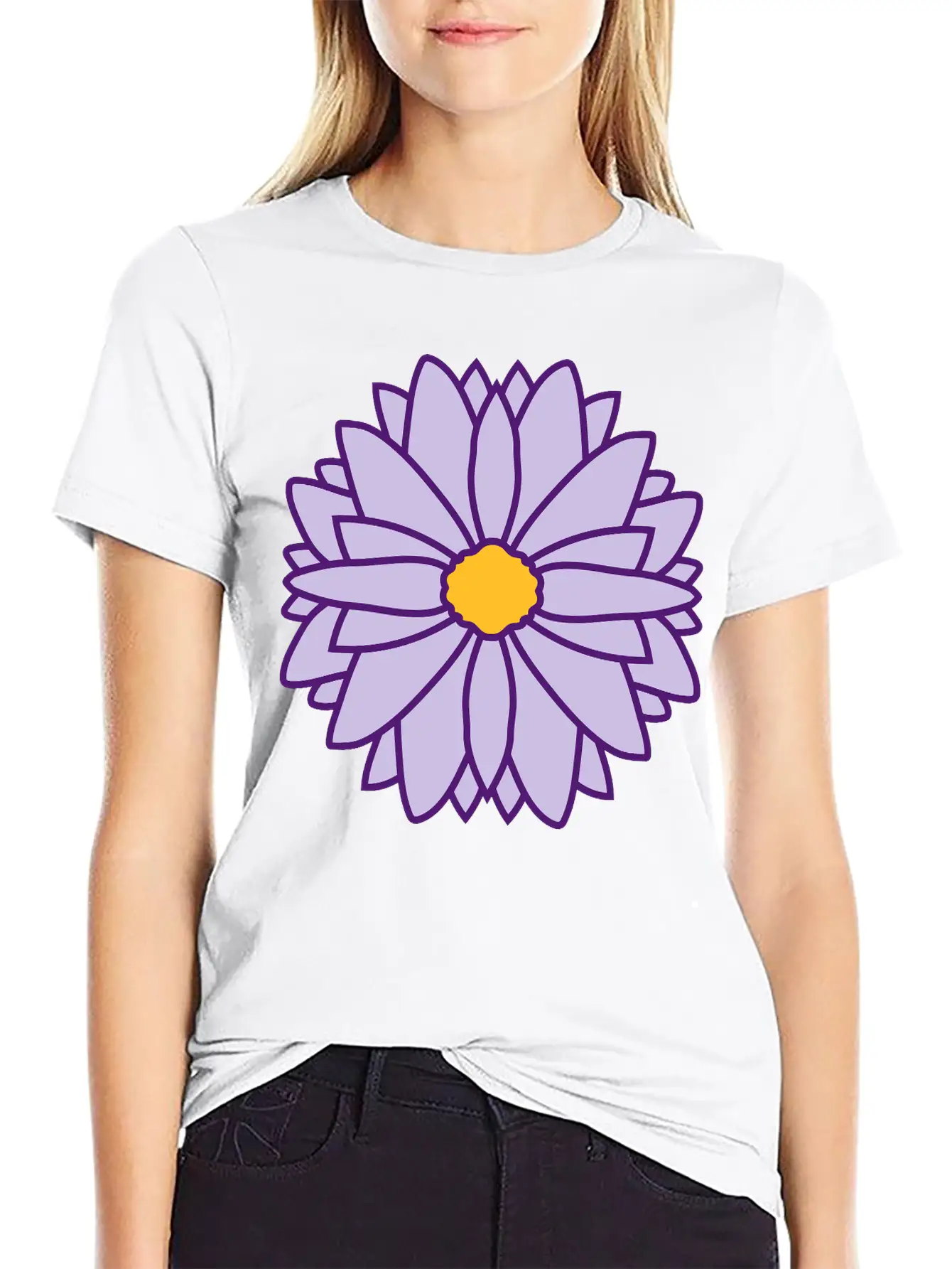 Round Pretty Flower Design Unisex Casual T-Shirt – Clean Design For Daily Comfort