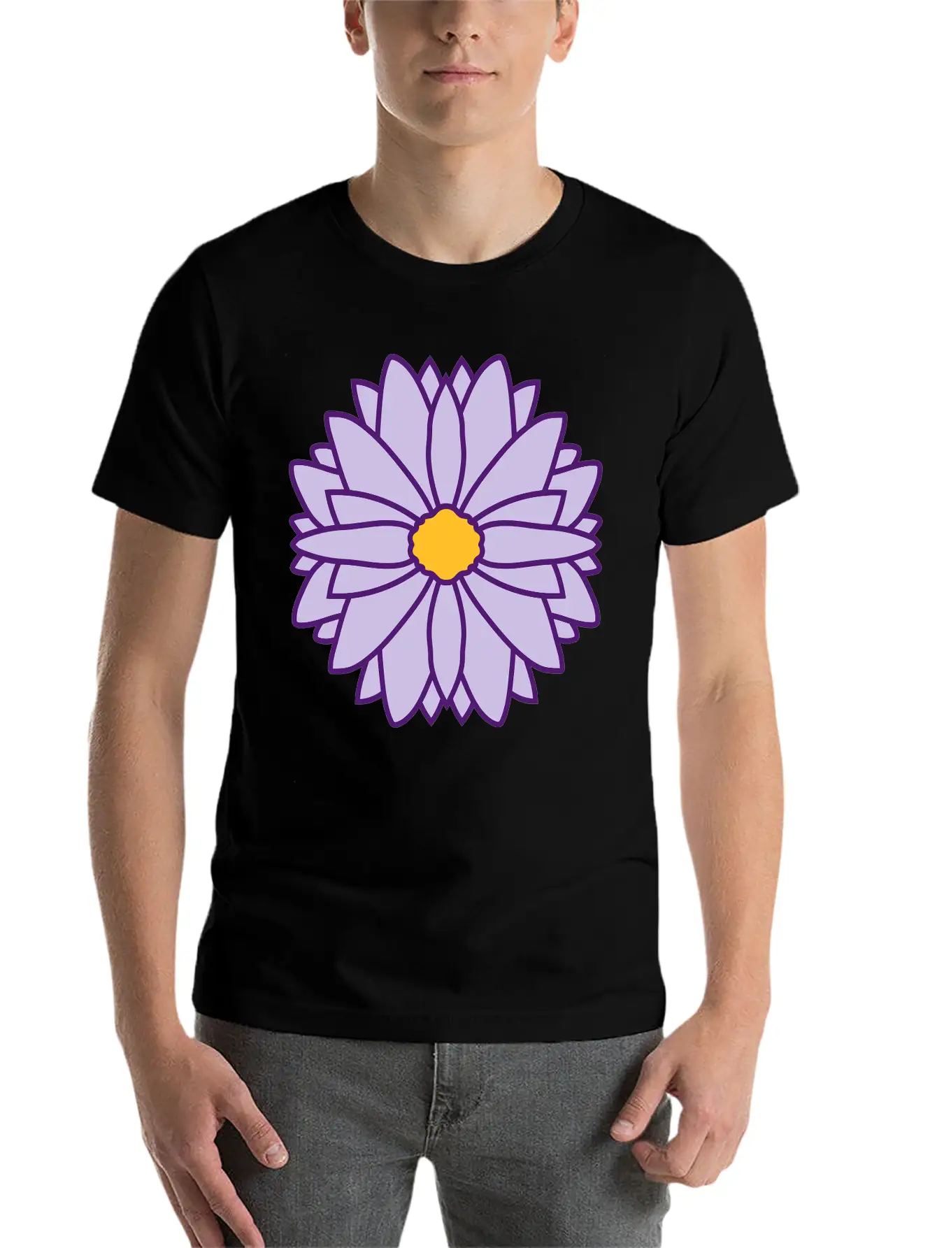 Round Pretty Flower Design Unisex Casual T-Shirt – Clean Design For Daily Comfort