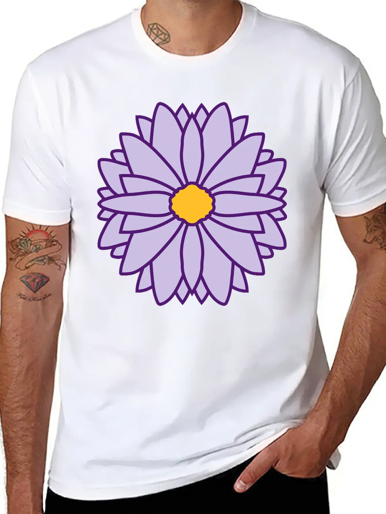 Round Pretty Flower Design Unisex Casual T-Shirt – Clean Design For Daily Comfort