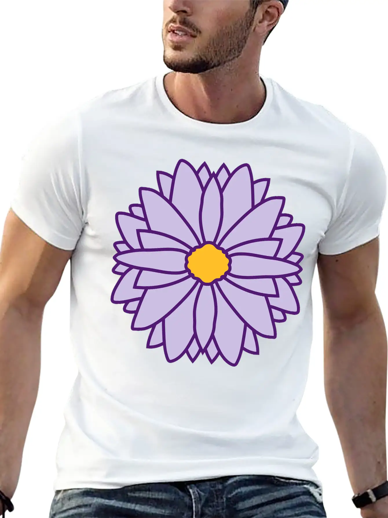 Round Pretty Flower Design Unisex Casual T-Shirt – Clean Design For Daily Comfort