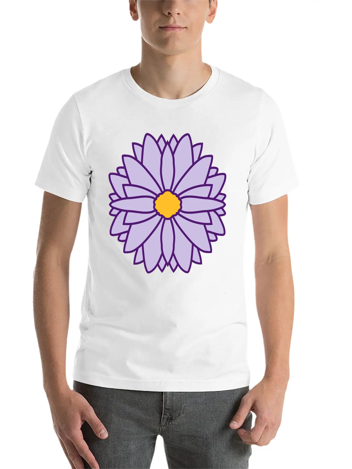 Round Pretty Flower Design Unisex Casual T-Shirt – Clean Design For Daily Comfort