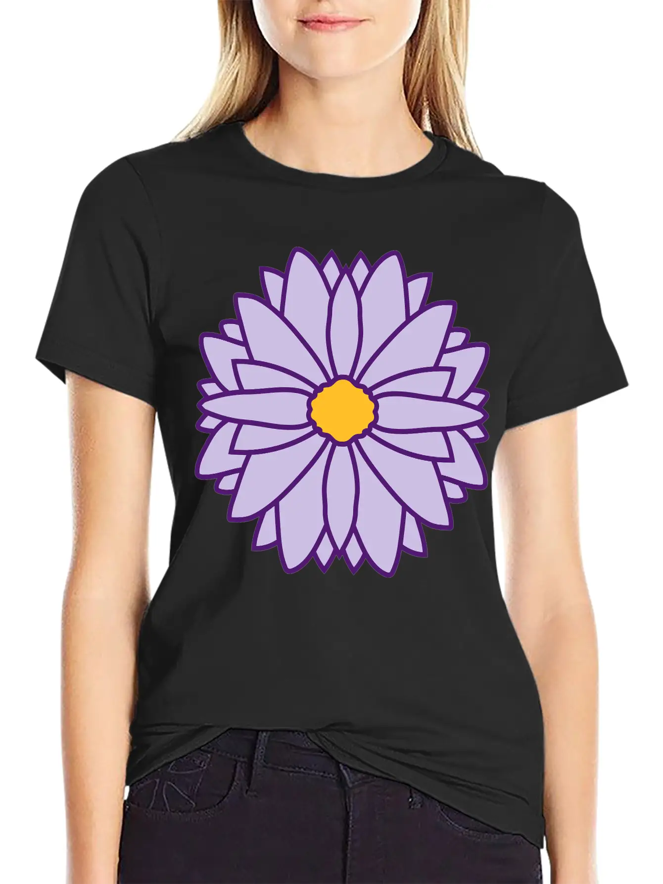 Round Pretty Flower Design Unisex Casual T-Shirt – Clean Design For Daily Comfort