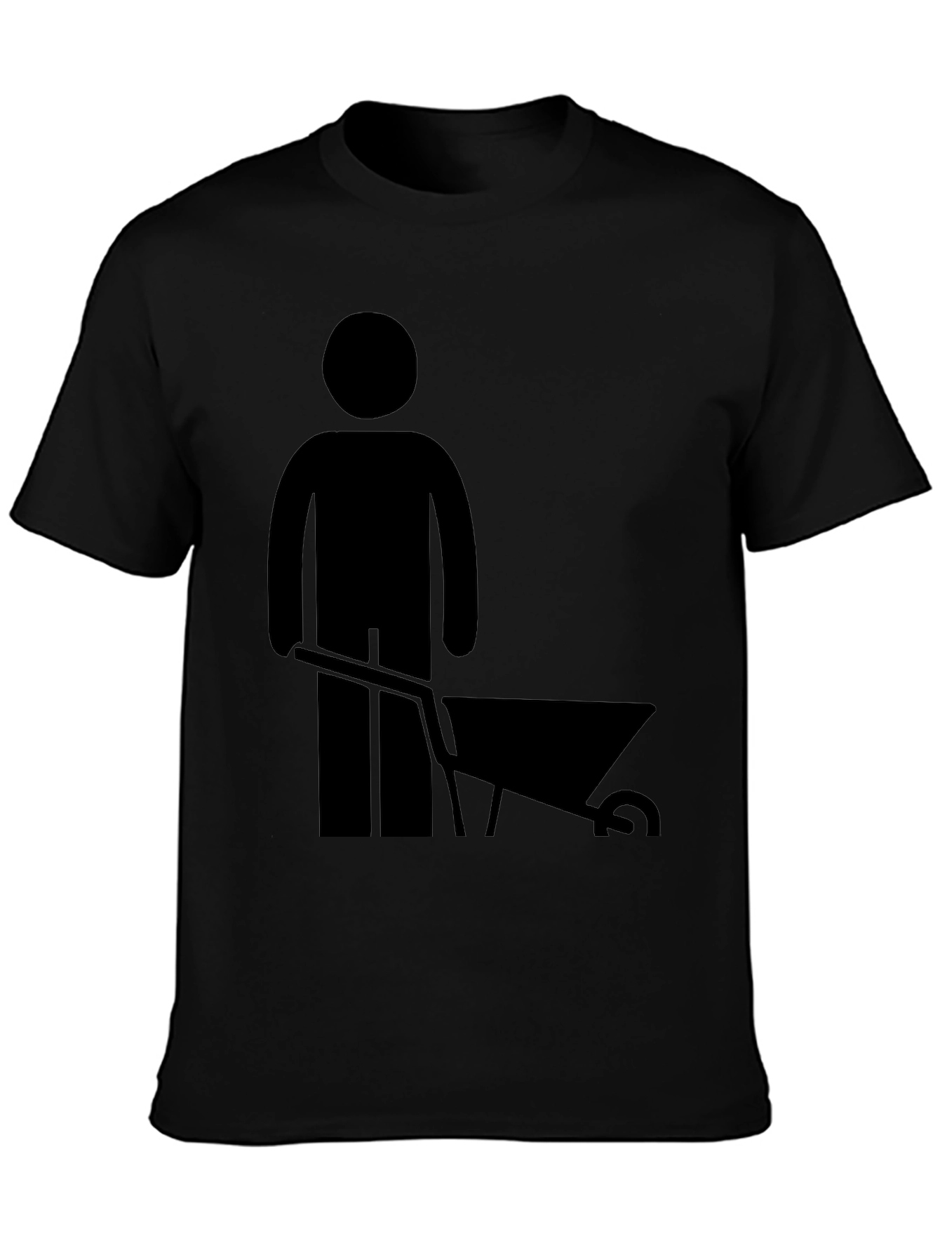 Wheelbarrow Man Graphic Tee - Black Cotton T-Shirt