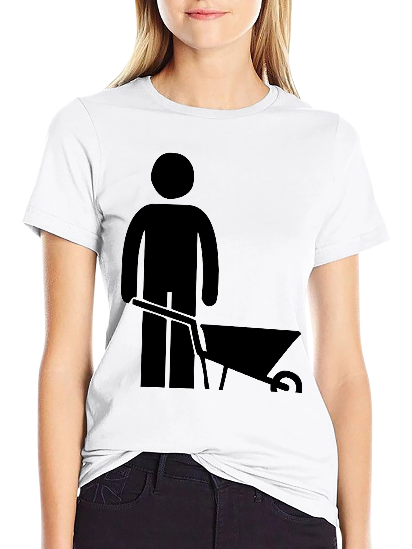 Wheelbarrow Man Graphic Tee - Black Cotton T-Shirt