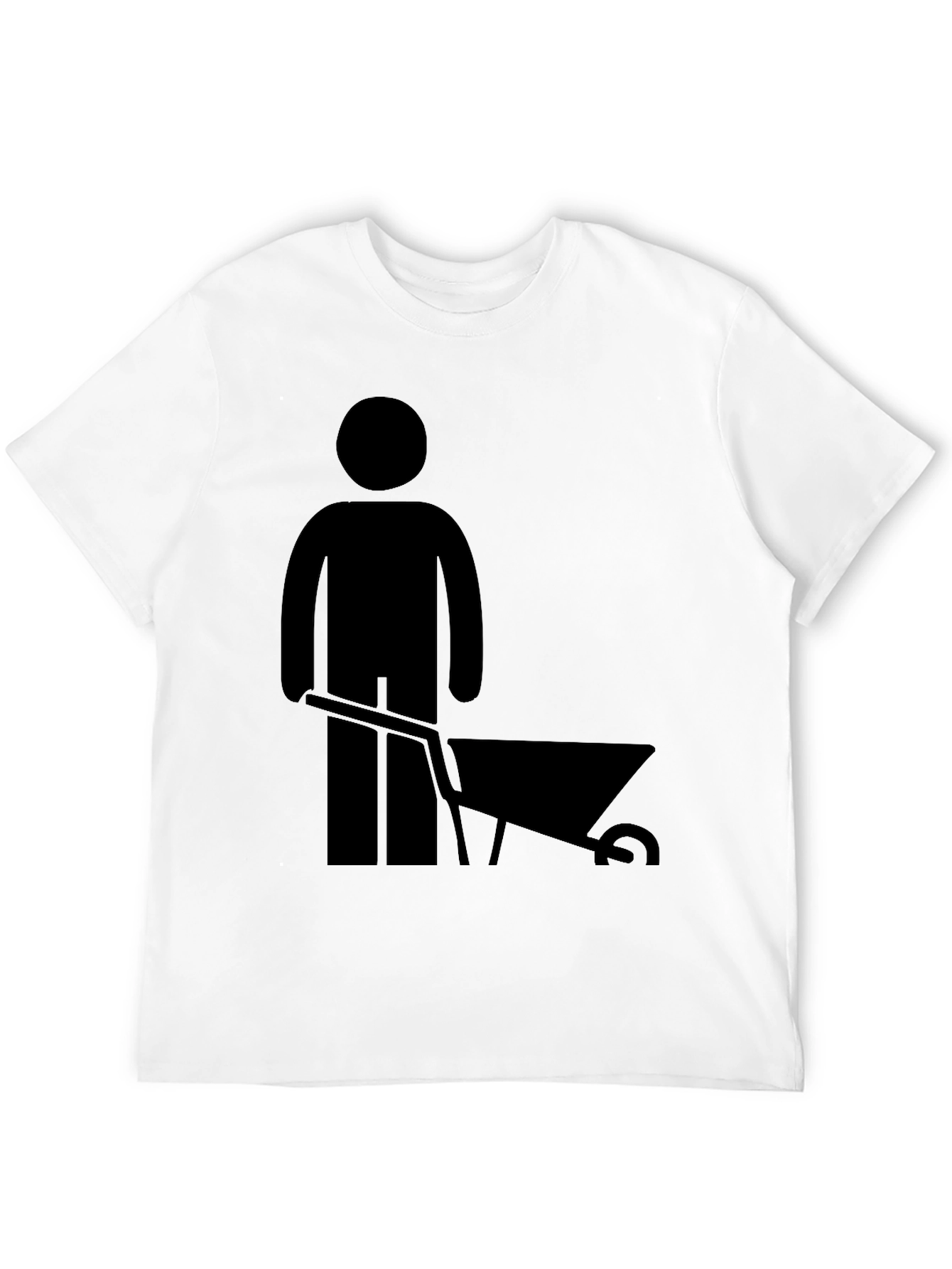 Wheelbarrow Man Graphic Tee - Black Cotton T-Shirt
