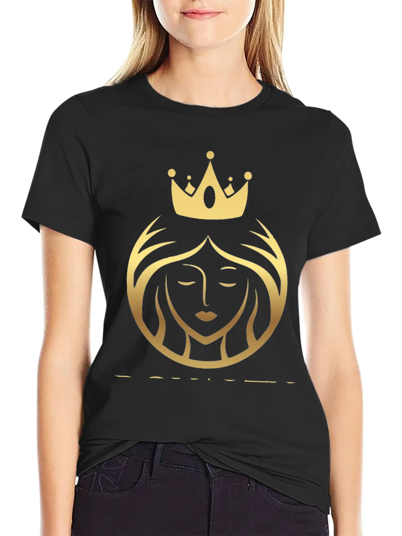 RQ Luscious Gold Crowned Queen Basic Graphic T-Shirt – Daily Comfort In Soft Cotton