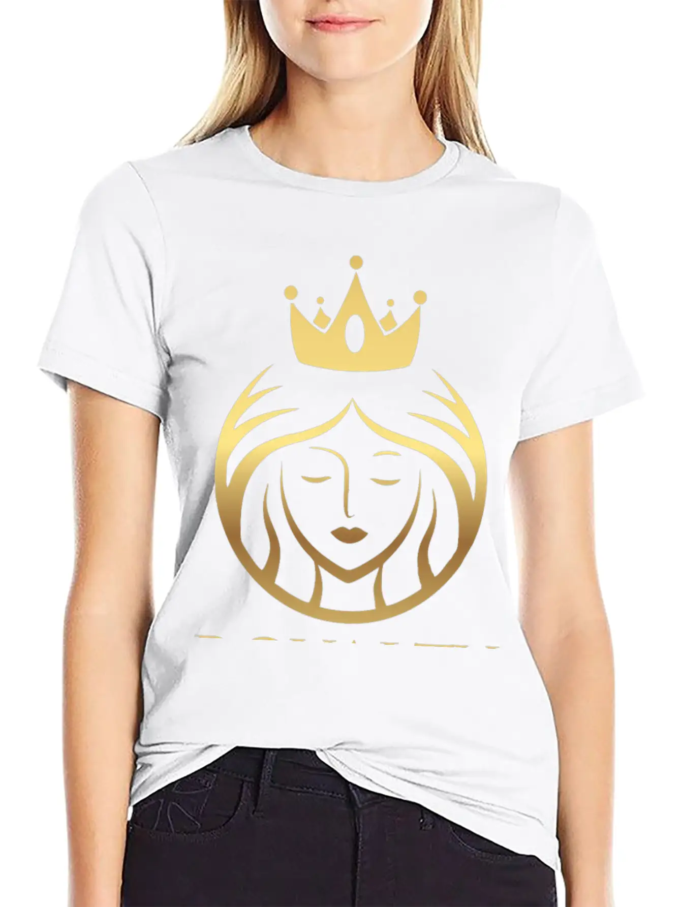 RQ Luscious Gold Crowned Queen Basic Graphic T-Shirt – Daily Comfort In Soft Cotton