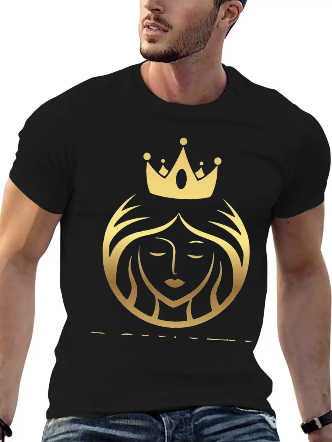 RQ Luscious Gold Crowned Queen Basic Graphic T-Shirt – Daily Comfort In Soft Cotton