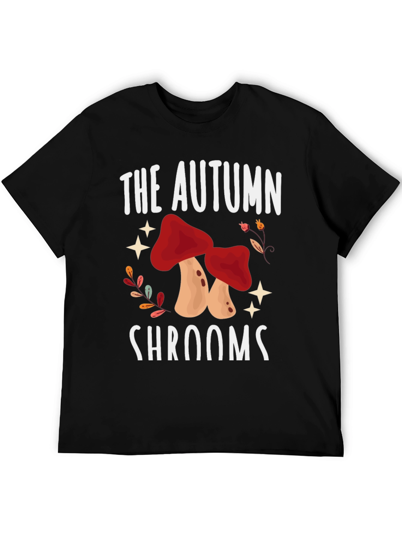 Autumn Shrooms Graphic Tee - Black Unisex T-Shirt