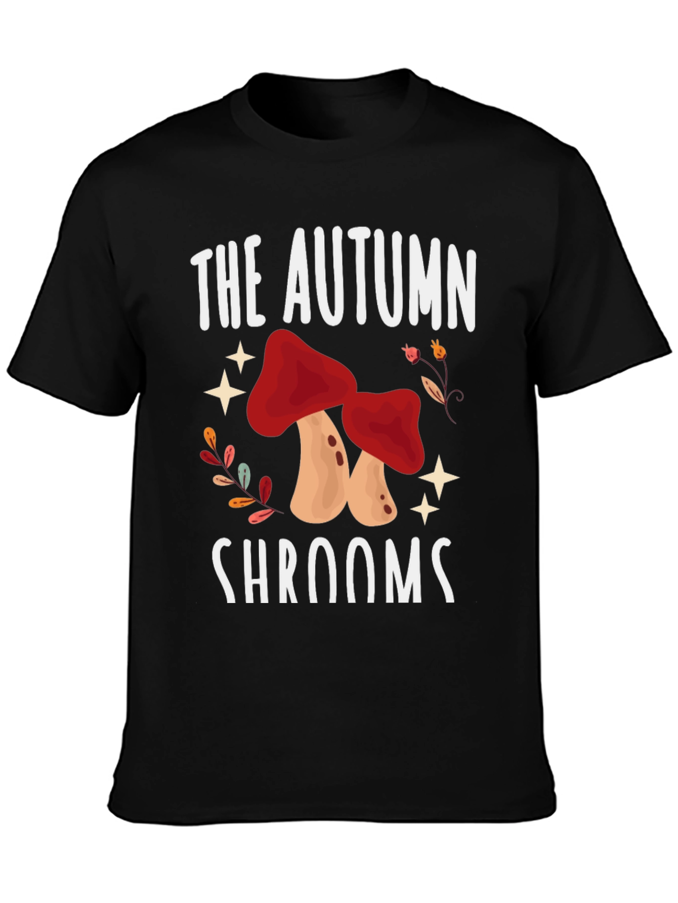 Autumn Shrooms Graphic Tee - Black Unisex T-Shirt