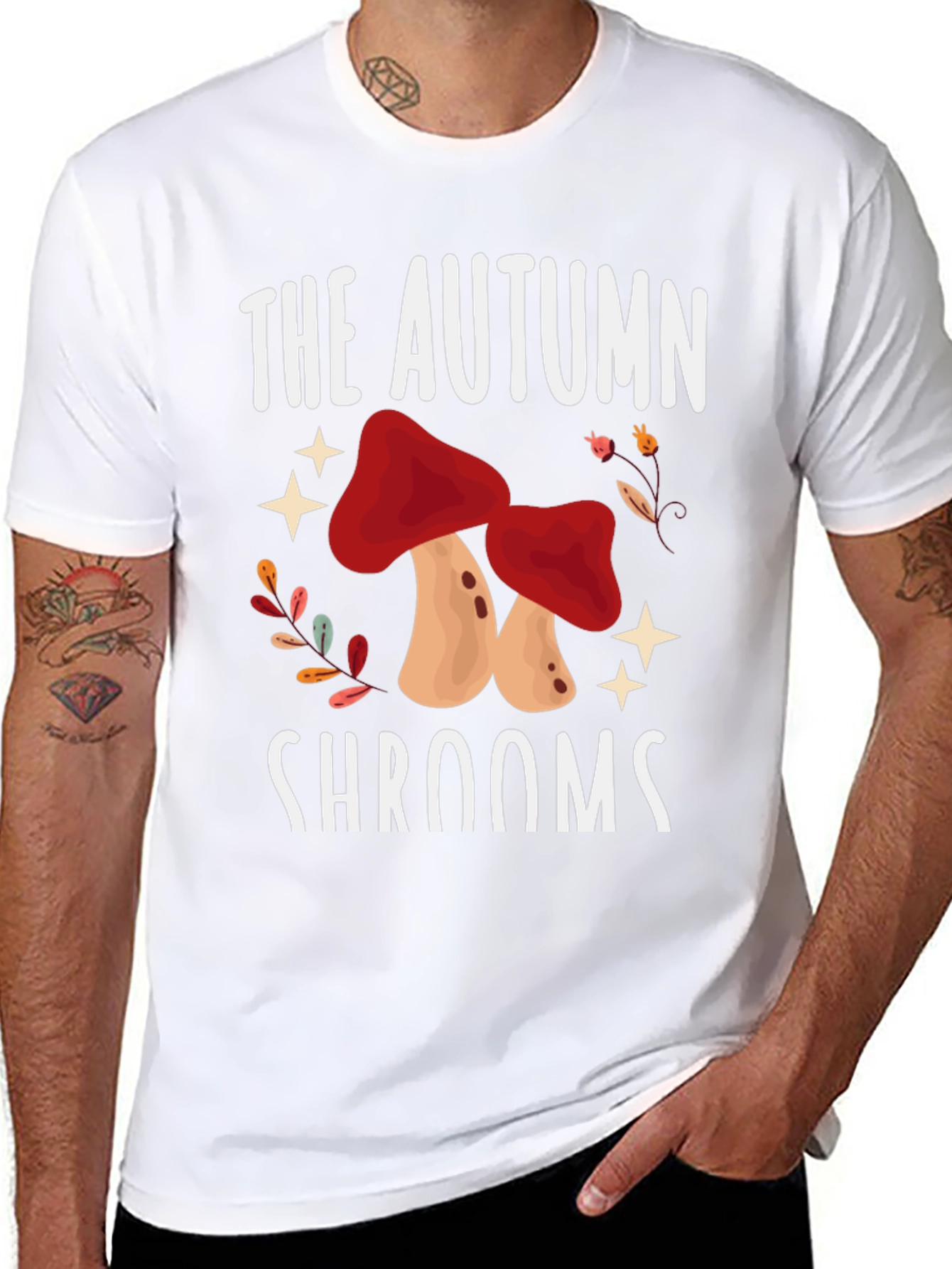Autumn Shrooms Graphic Tee - Black Unisex T-Shirt