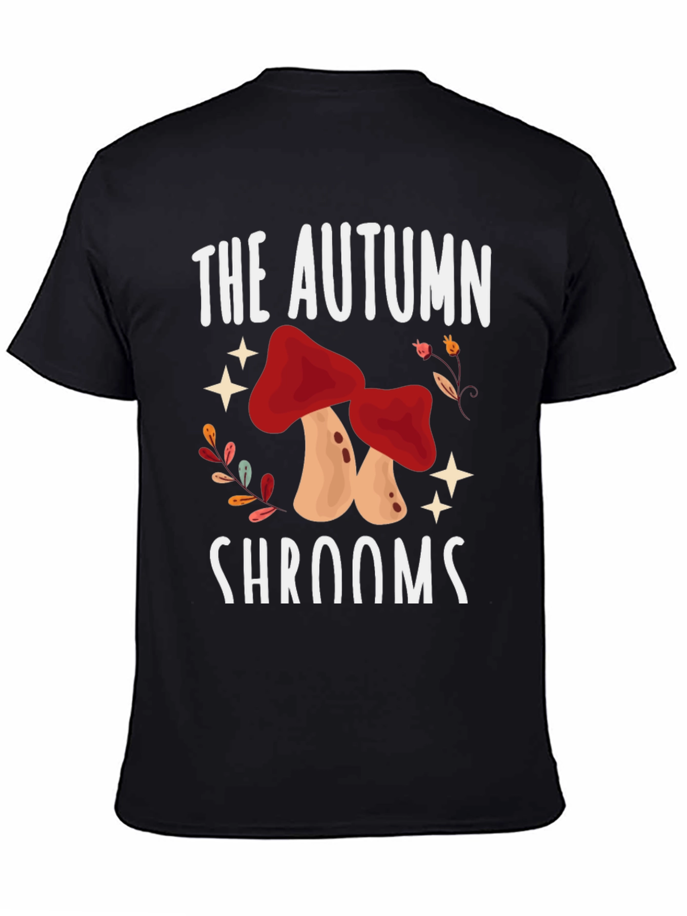 Autumn Shrooms Graphic Tee - Black Unisex T-Shirt