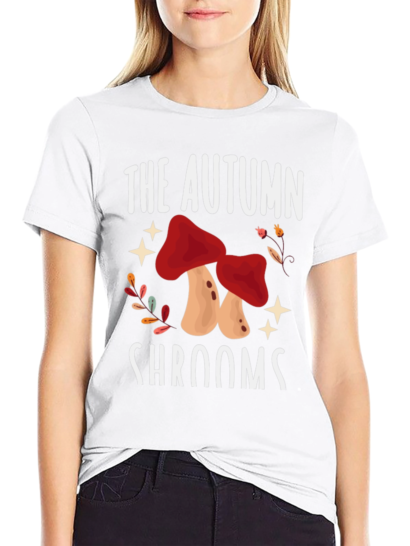 Autumn Shrooms Graphic Tee - Black Unisex T-Shirt