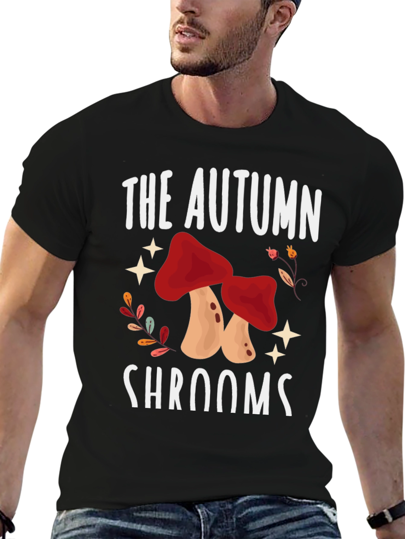Autumn Shrooms Graphic Tee - Black Unisex T-Shirt