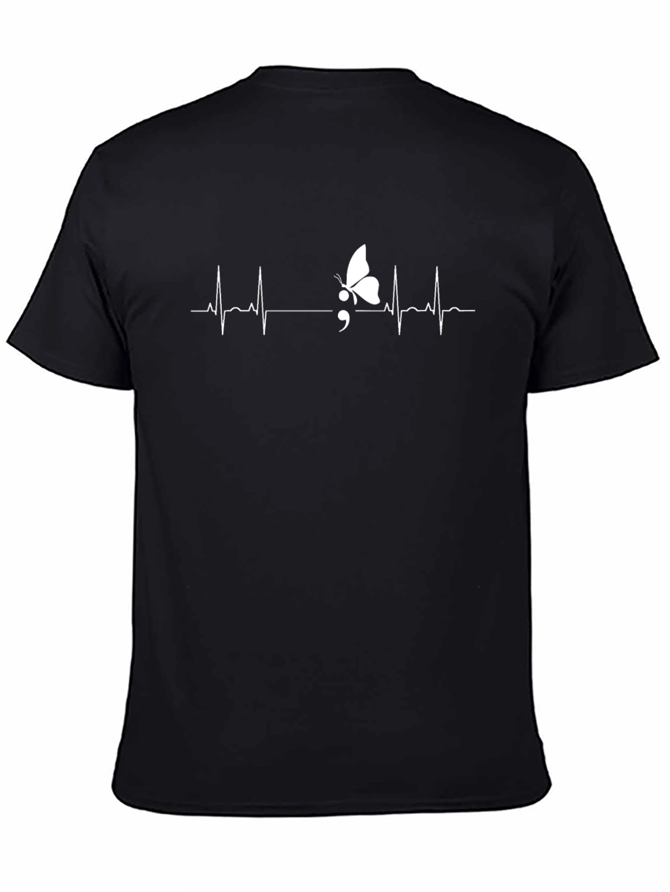 Butterfly Semicolon Heartbeat T-Shirt - Mental Health Awareness