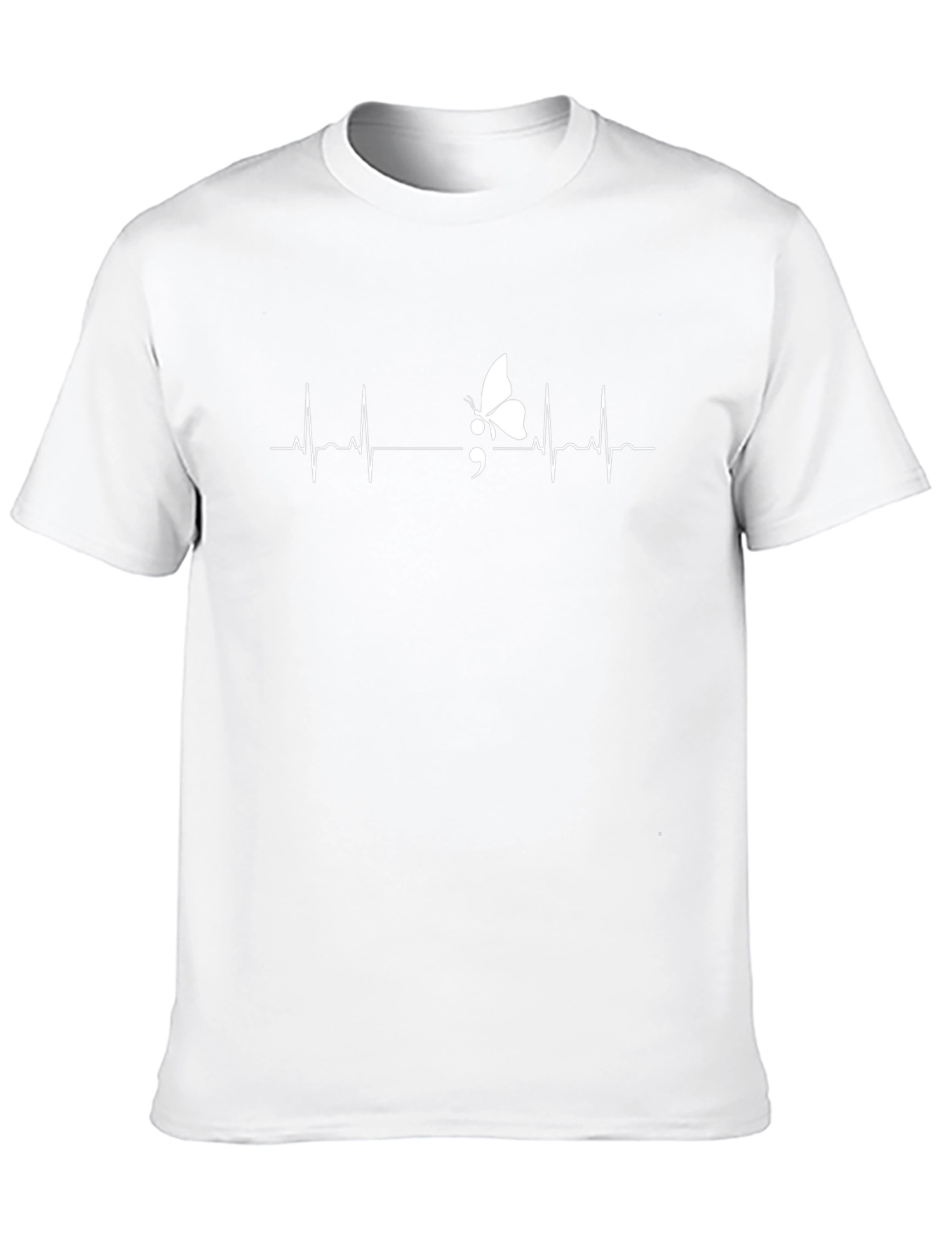 Butterfly Semicolon Heartbeat T-Shirt - Mental Health Awareness