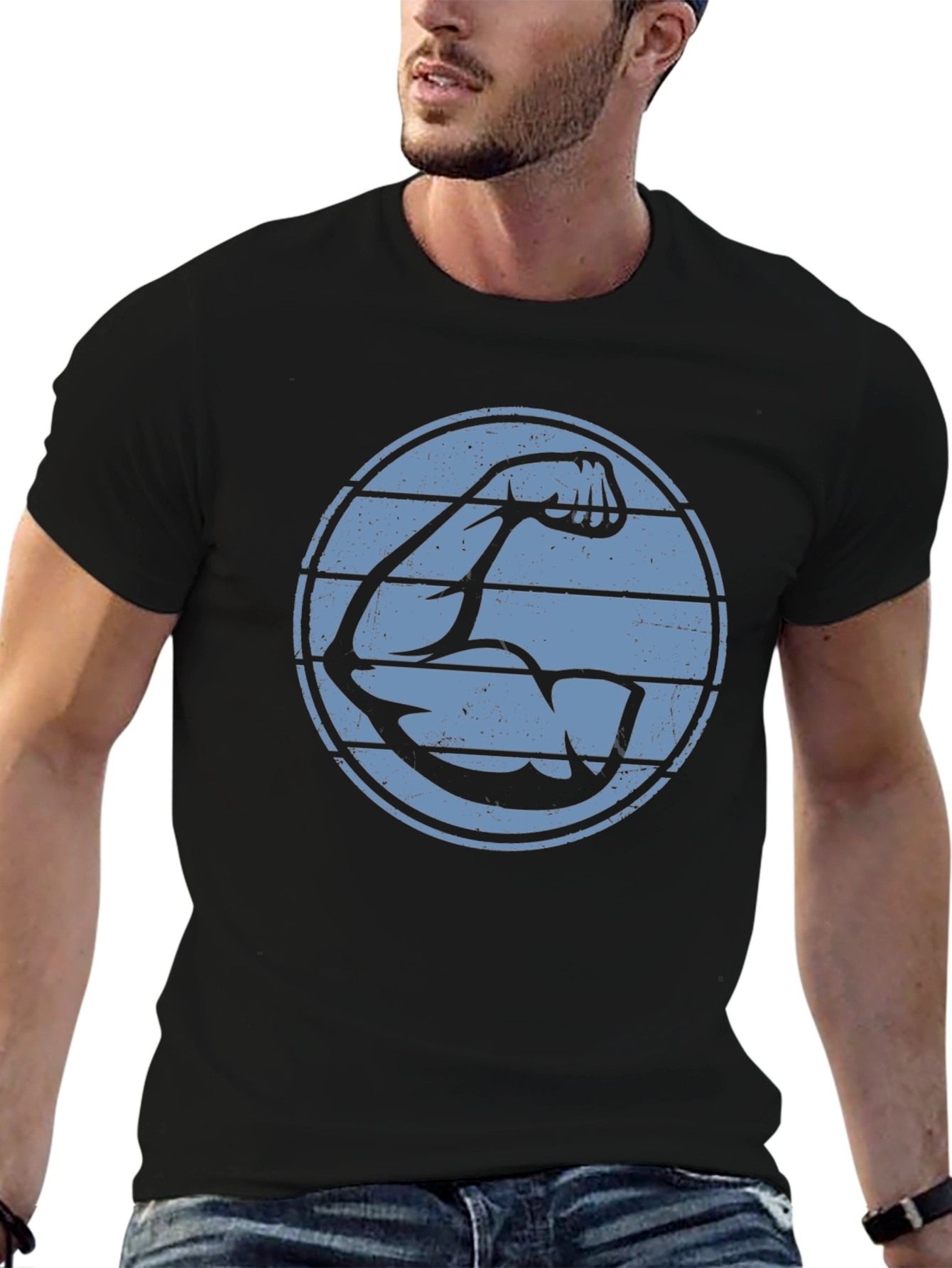 Muscle Arm Graphic T-Shirt - Black