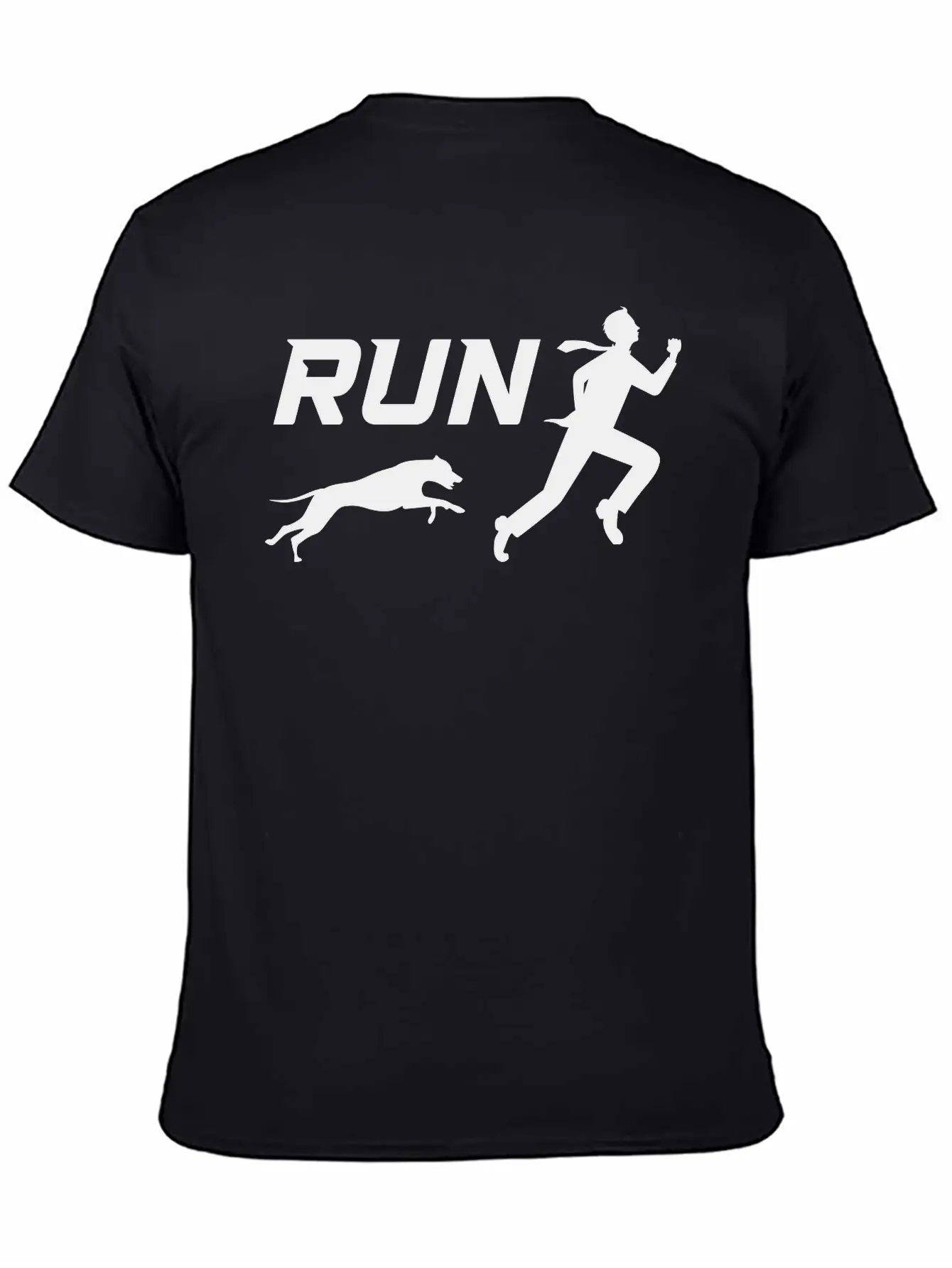 Run, Man Running Away From Dog Timeless Short Sleeve Tee – Comfy And Minimalist Design