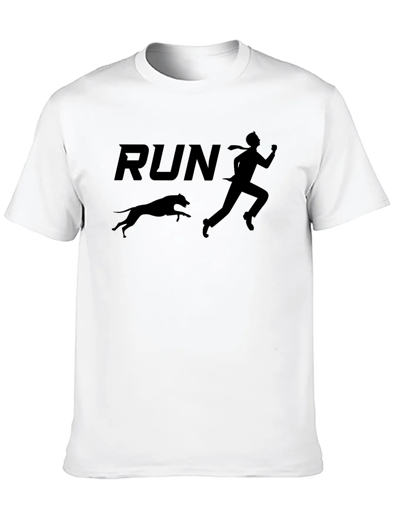 Run, Man Running Away From Dog Timeless Short Sleeve Tee – Comfy And Minimalist Design
