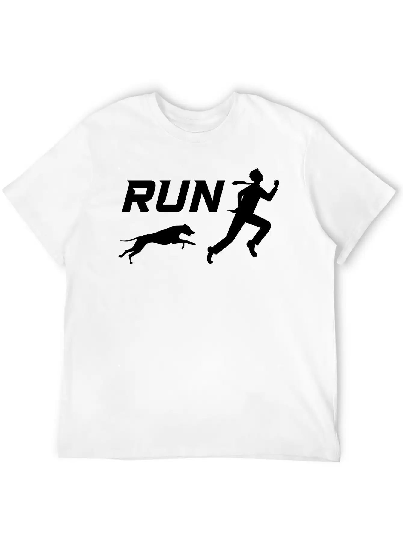Run, Man Running Away From Dog Timeless Short Sleeve Tee – Comfy And Minimalist Design