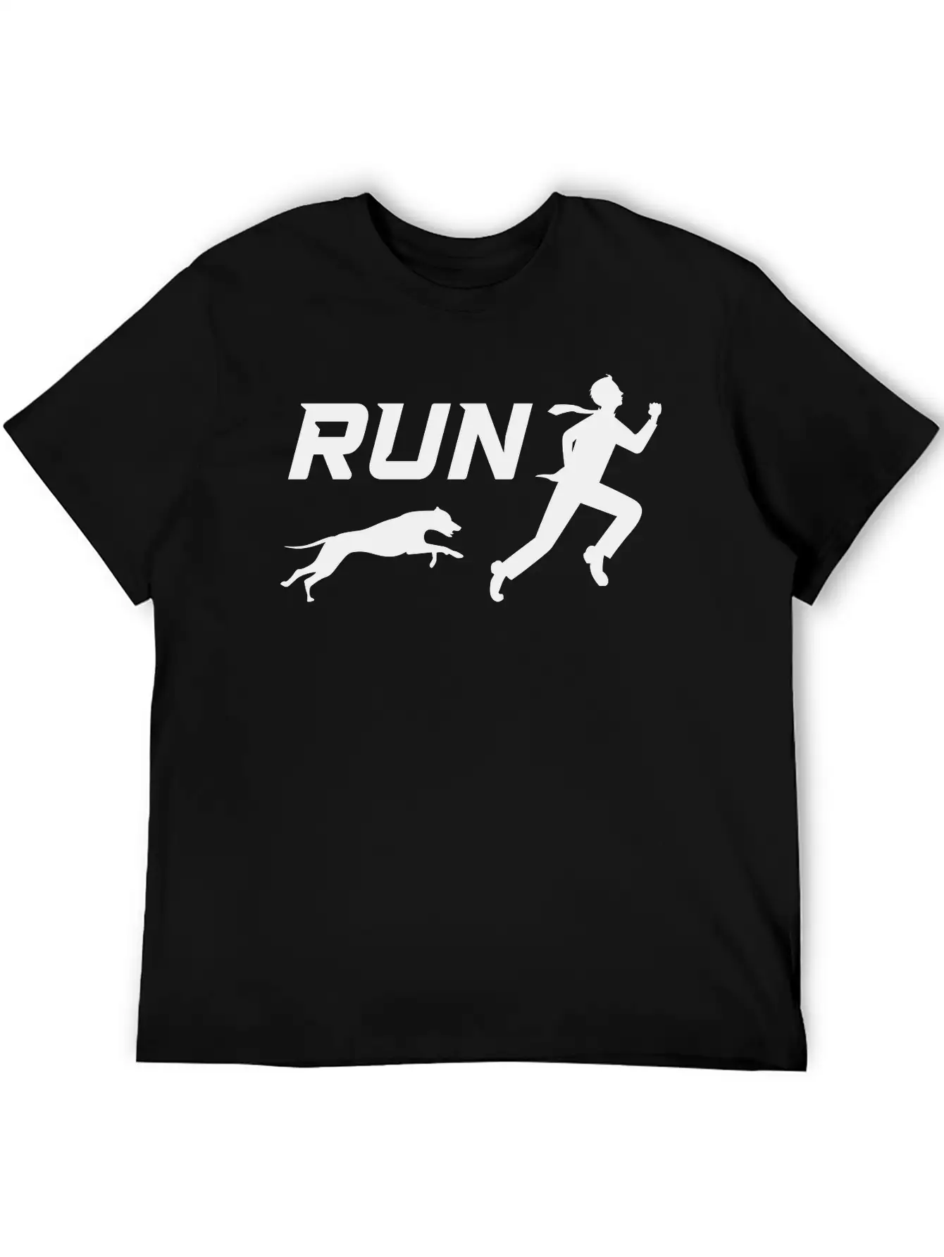 Run, Man Running Away From Dog Timeless Short Sleeve Tee – Comfy And Minimalist Design