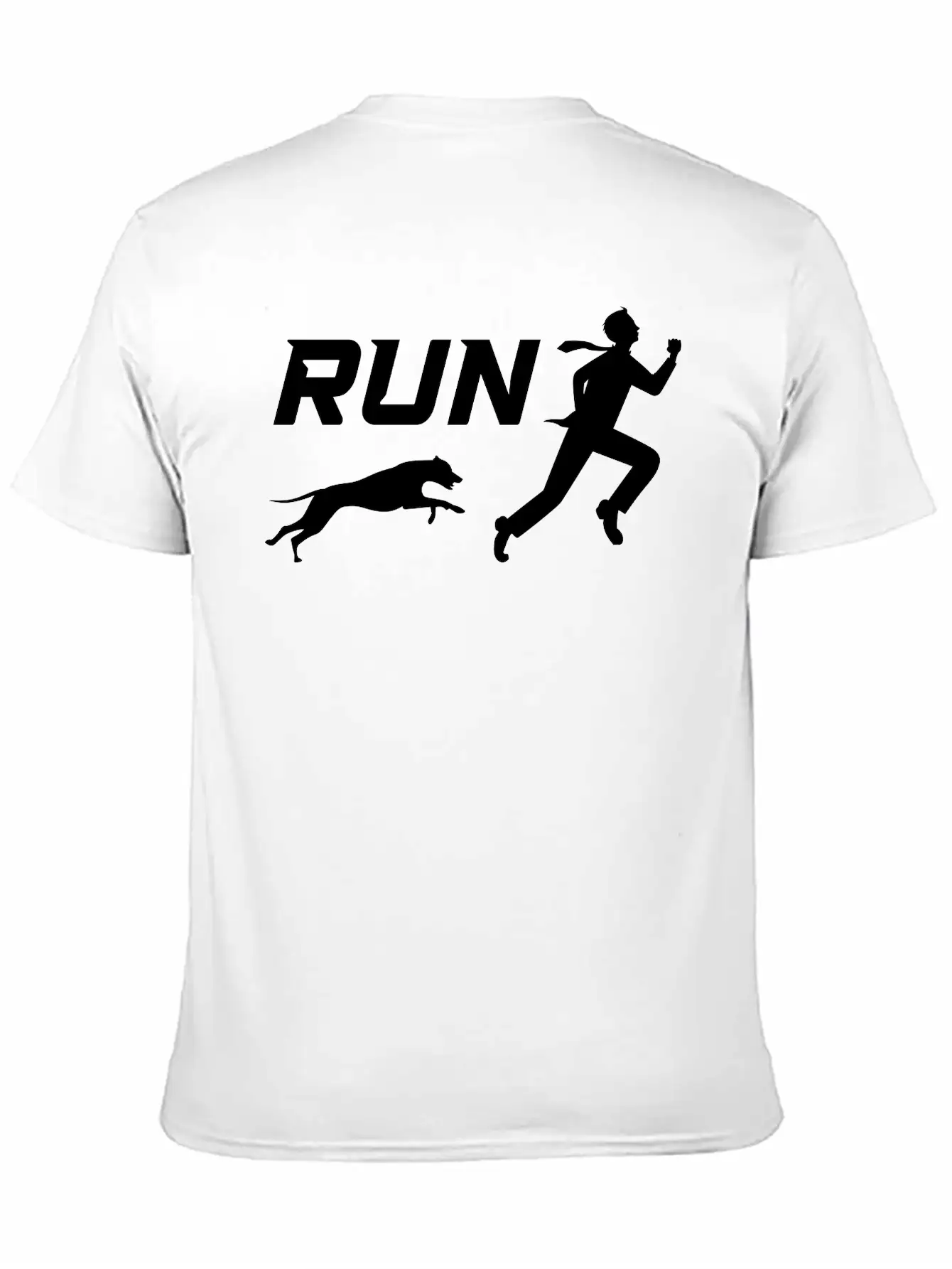 Run, Man Running Away From Dog Timeless Short Sleeve Tee – Comfy And Minimalist Design