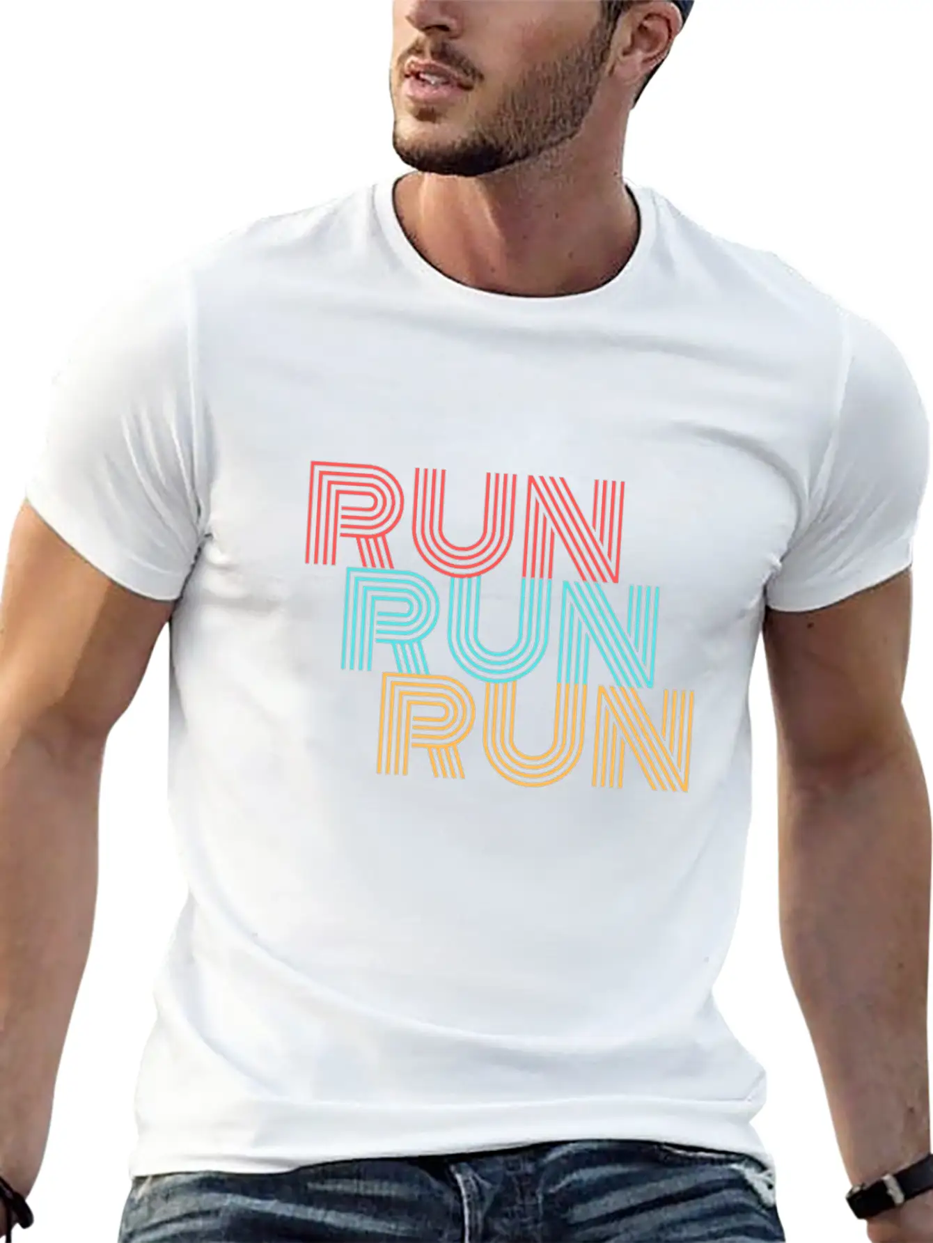 RUN RUN RUN Basic Graphic T-Shirt – Daily Comfort In Soft Cotton