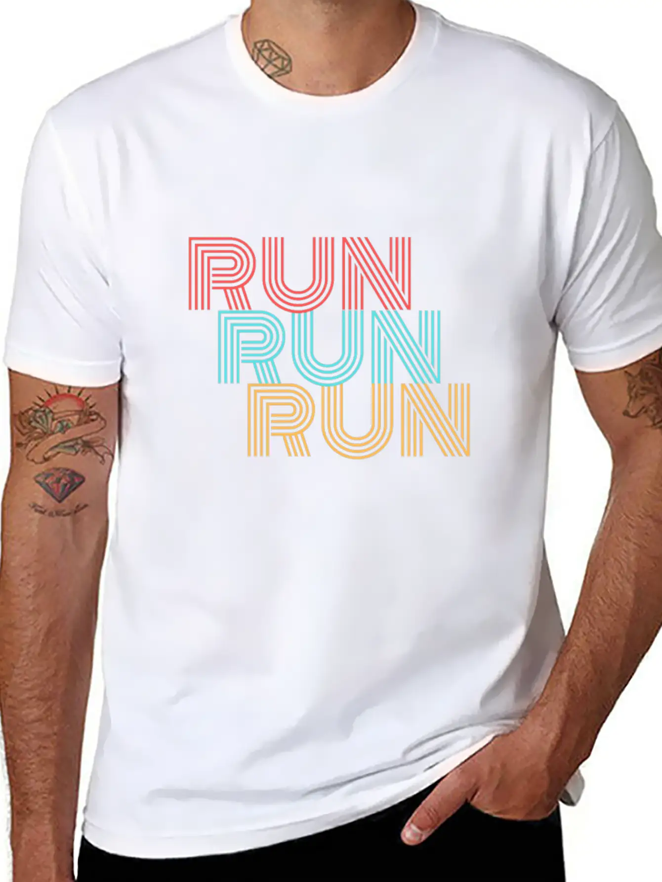 RUN RUN RUN Basic Graphic T-Shirt – Daily Comfort In Soft Cotton