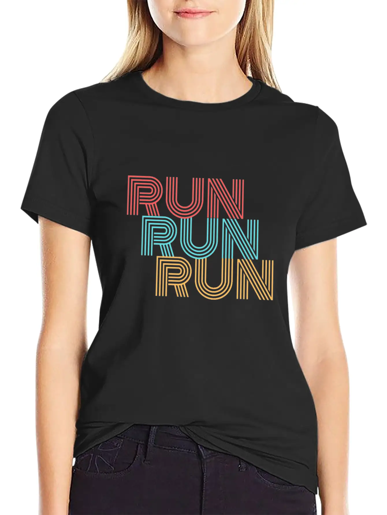 RUN RUN RUN Basic Graphic T-Shirt – Daily Comfort In Soft Cotton