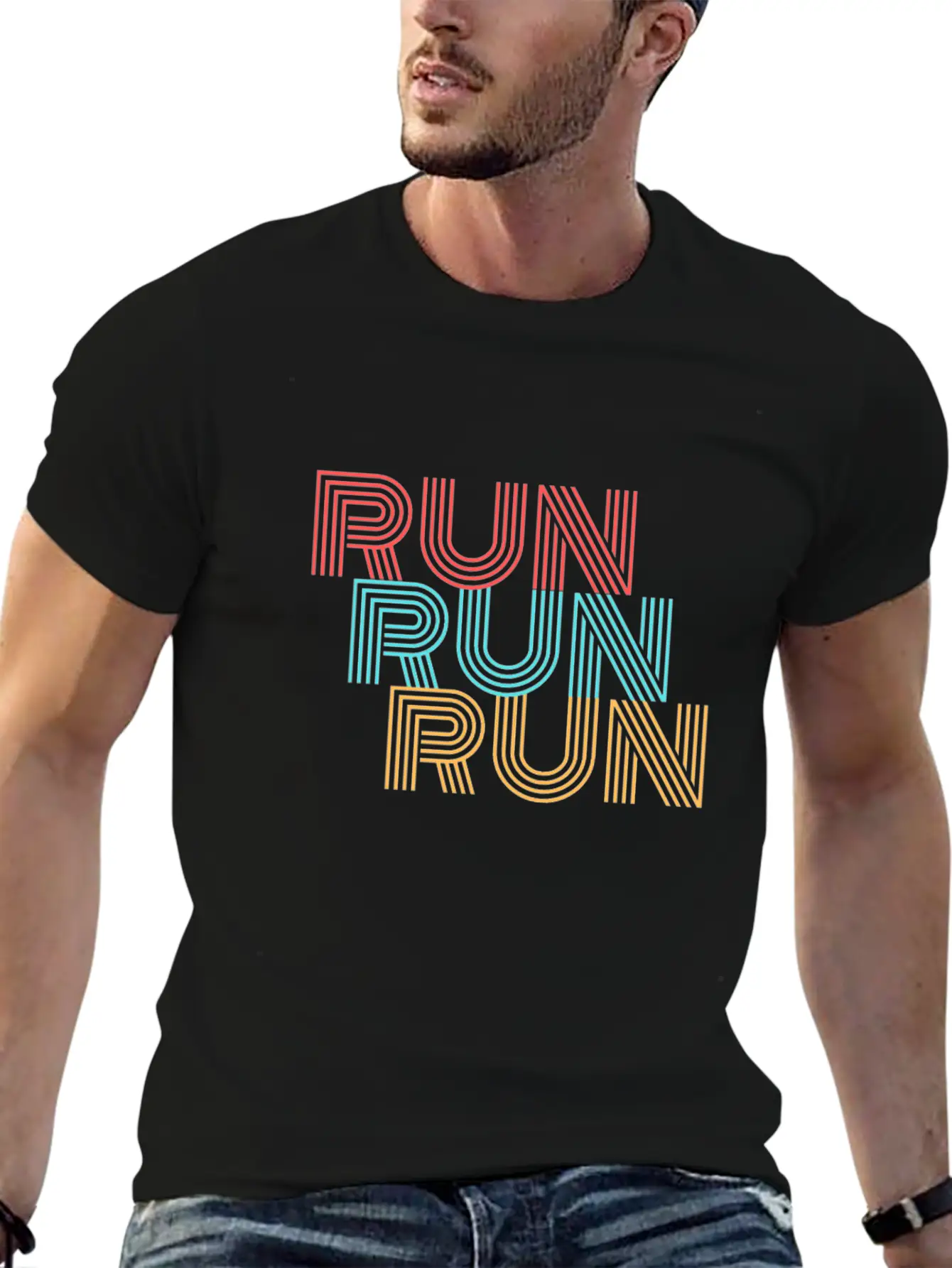 RUN RUN RUN Basic Graphic T-Shirt – Daily Comfort In Soft Cotton