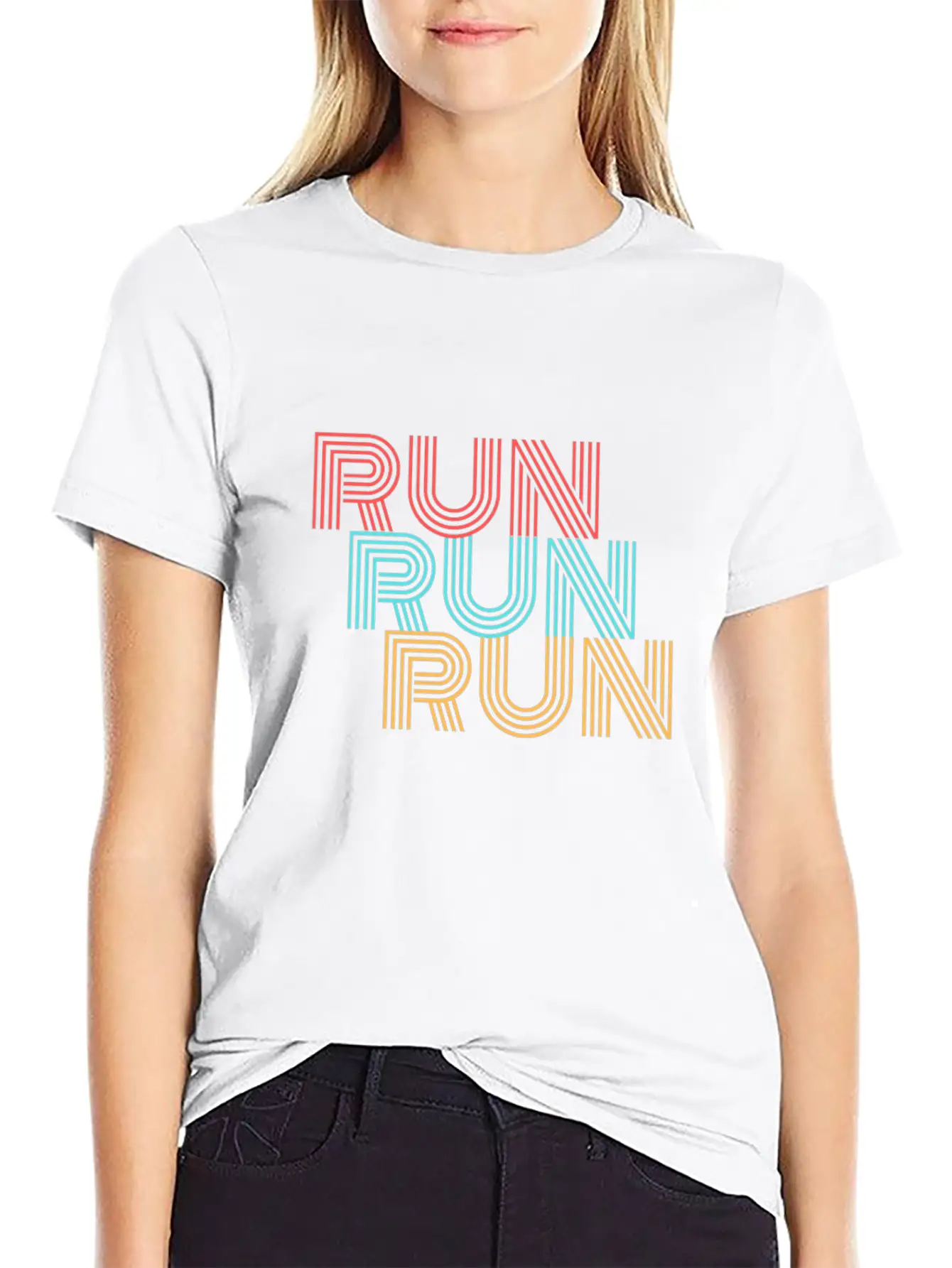 RUN RUN RUN Basic Graphic T-Shirt – Daily Comfort In Soft Cotton