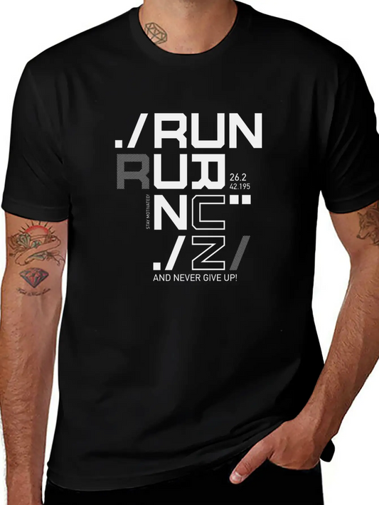 RUN RUN RUN NEVER GIVE UP RUNNING MARATHON GIFT Timeless Short Sleeve Tee – Comfy And Minimalist Design