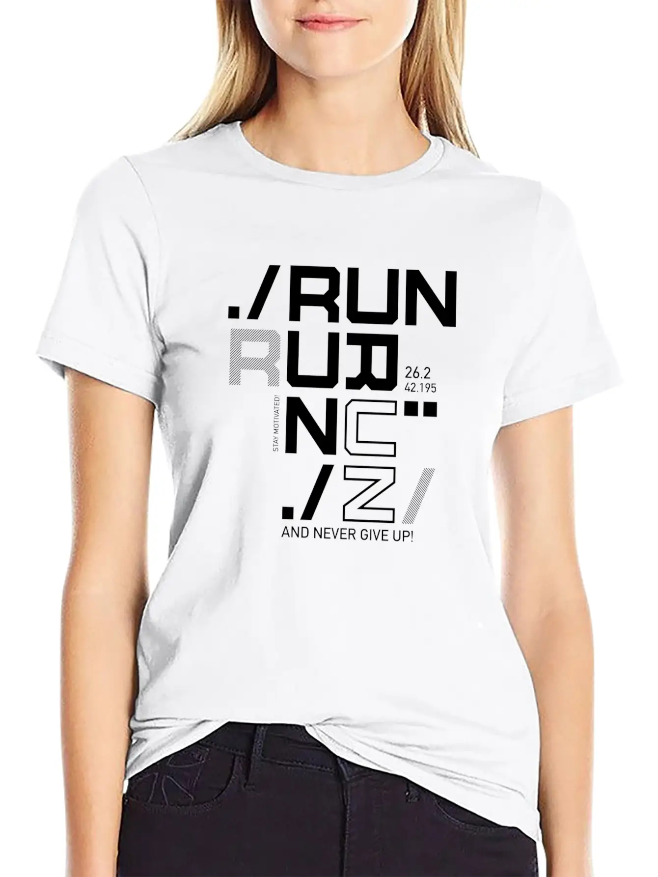 RUN RUN RUN NEVER GIVE UP RUNNING MARATHON GIFT Timeless Short Sleeve Tee – Comfy And Minimalist Design