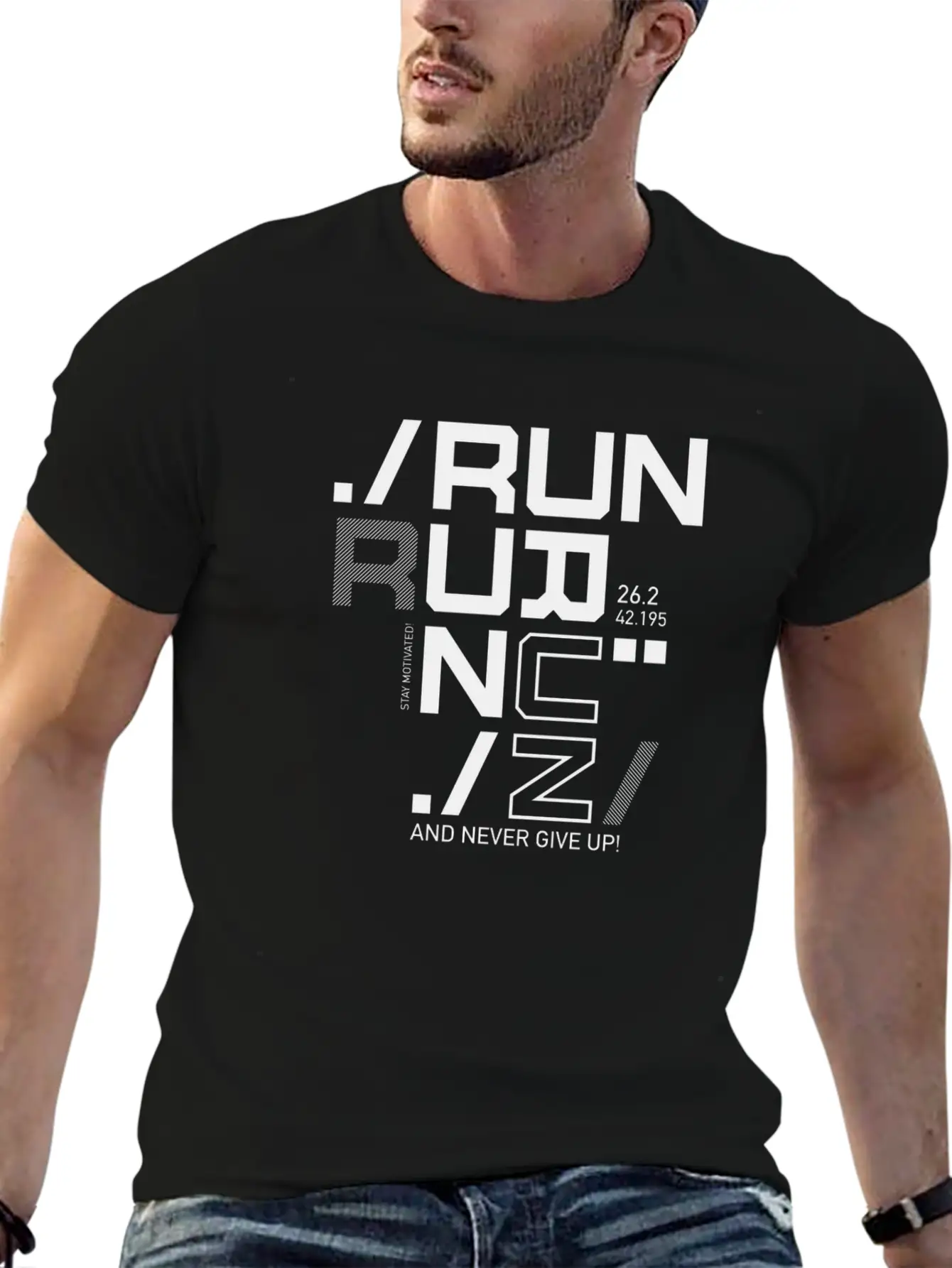 RUN RUN RUN NEVER GIVE UP RUNNING MARATHON GIFT Timeless Short Sleeve Tee – Comfy And Minimalist Design