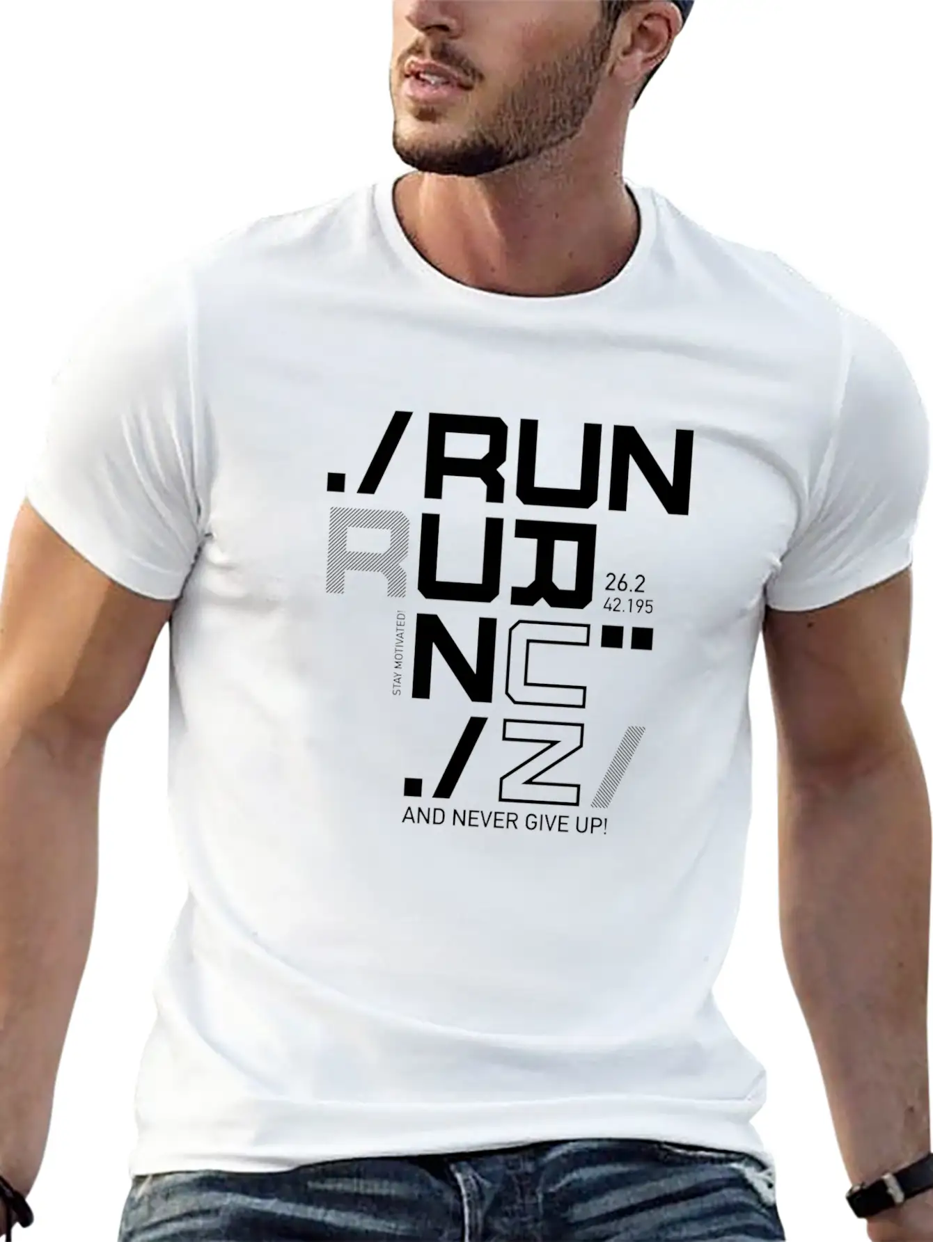 RUN RUN RUN NEVER GIVE UP RUNNING MARATHON GIFT Timeless Short Sleeve Tee – Comfy And Minimalist Design