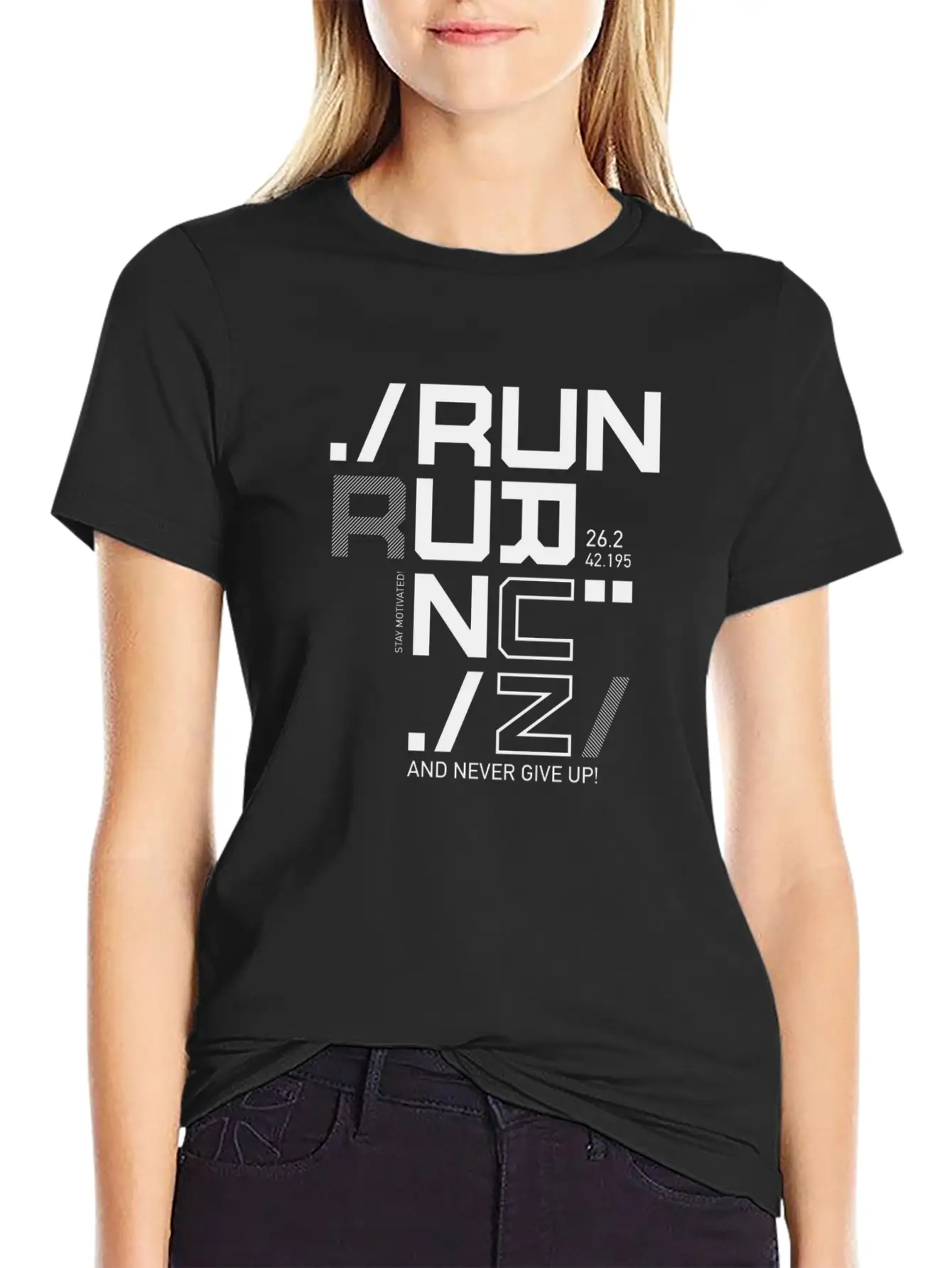 RUN RUN RUN NEVER GIVE UP RUNNING MARATHON GIFT Timeless Short Sleeve Tee – Comfy And Minimalist Design