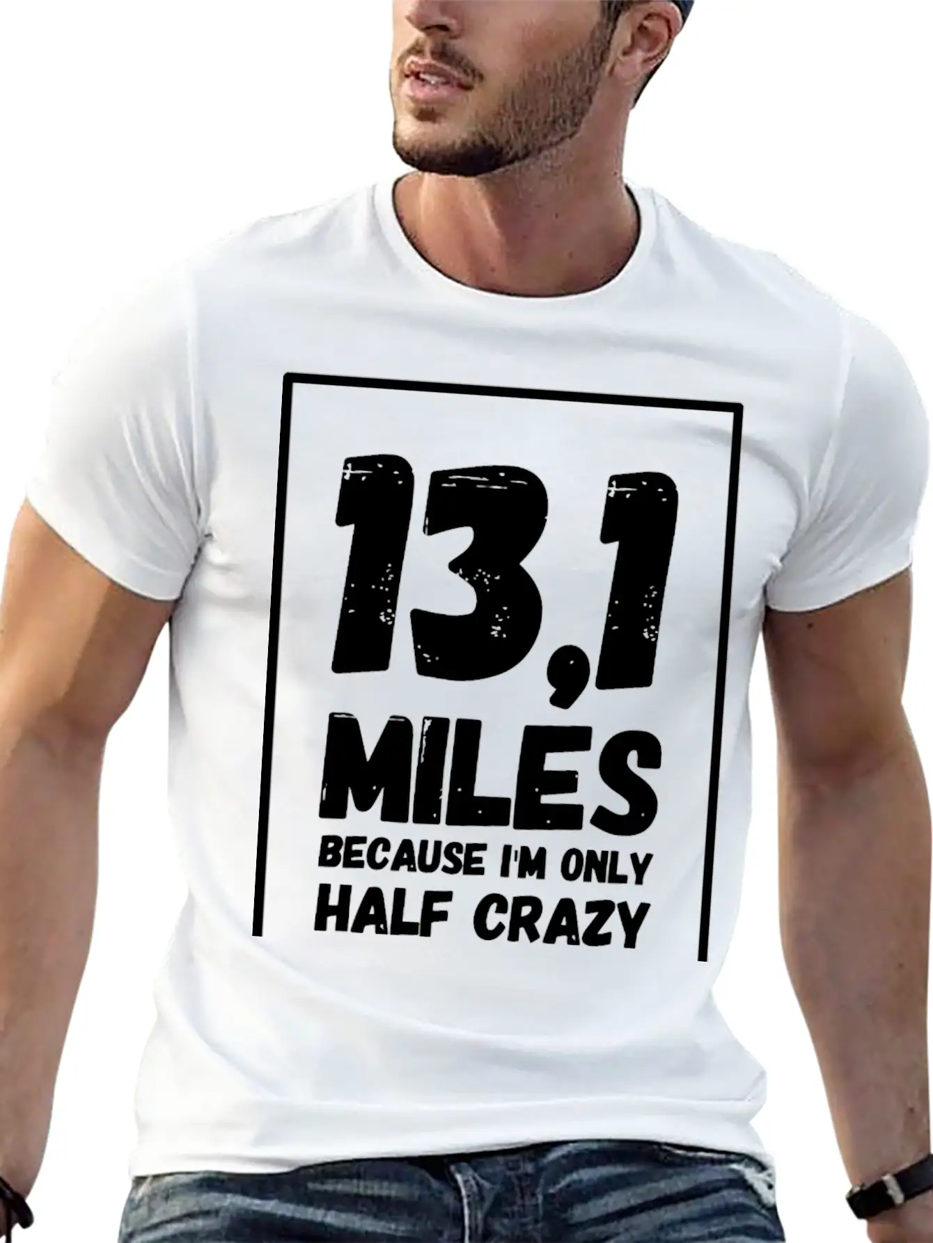 Running - 13.1 Miles Because I'm Only Half Crazy Basic Graphic T-Shirt – Daily Comfort In Soft Cotton