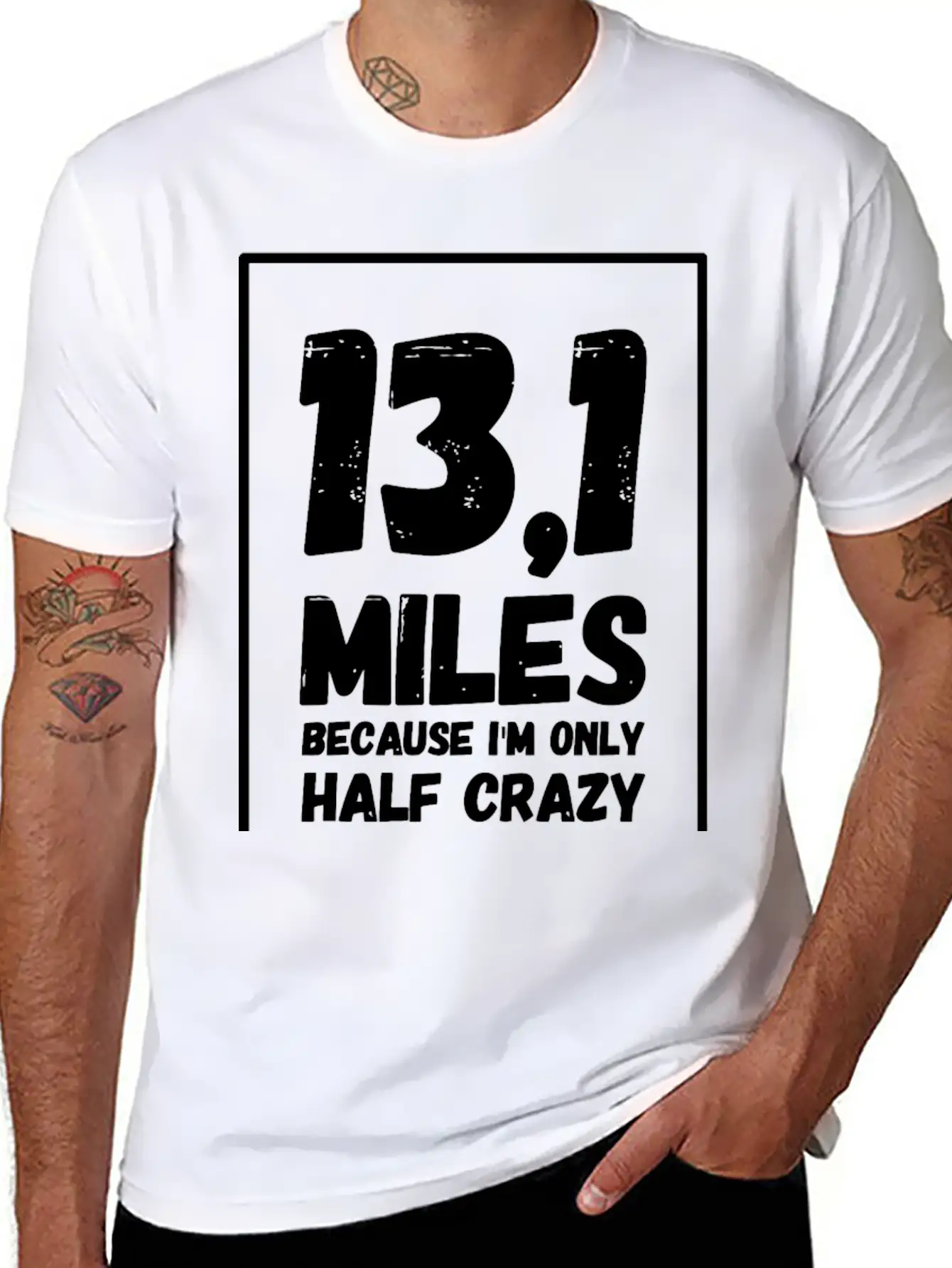 Running - 13.1 Miles Because I'm Only Half Crazy Basic Graphic T-Shirt – Daily Comfort In Soft Cotton