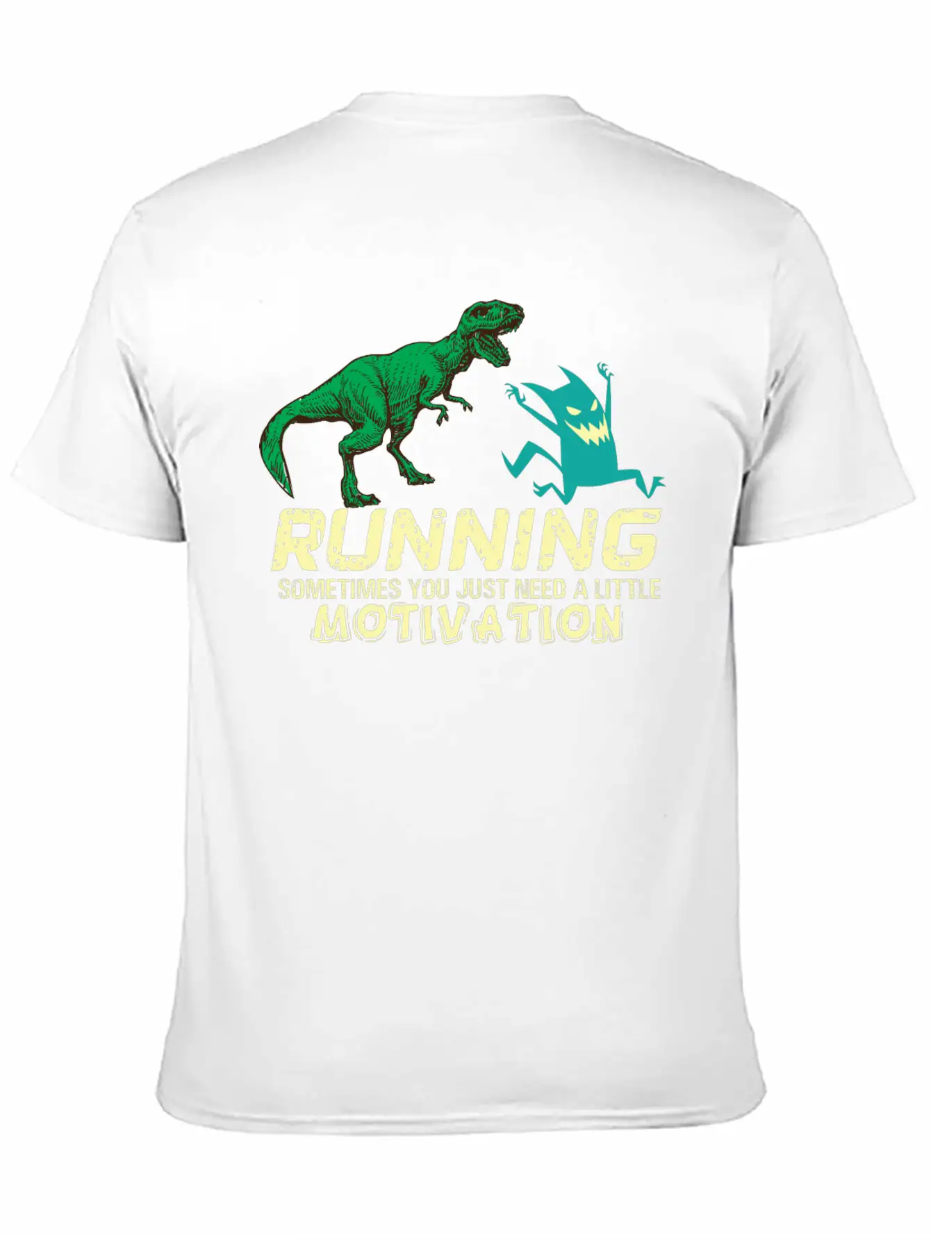Running Running Running Motivation Dino Dinosaur Basic Graphic T-Shirt – Daily Comfort In Soft Cotton