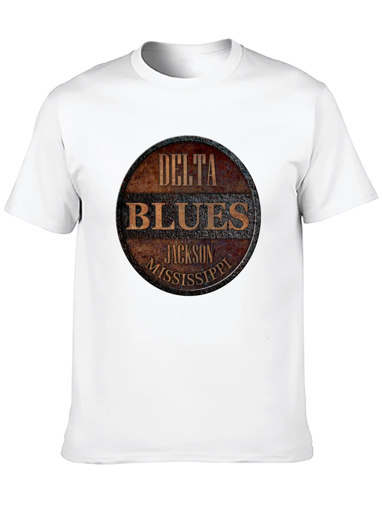 Rusty Delta Blues Jackson Unisex Short Sleeve Soft Cotton T-Shirt – Casual Everyday Wear