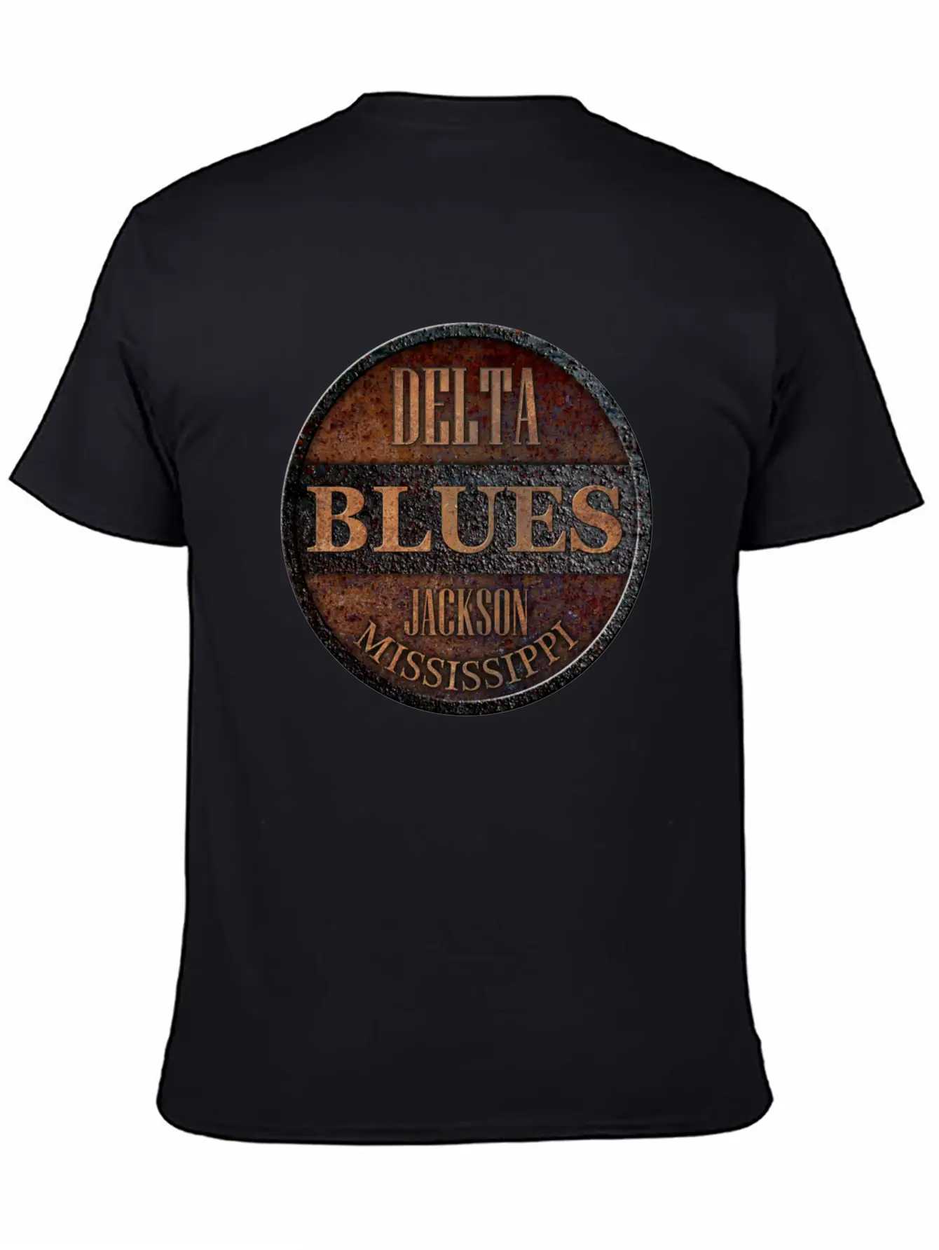 Rusty Delta Blues Jackson Unisex Short Sleeve Soft Cotton T-Shirt – Casual Everyday Wear