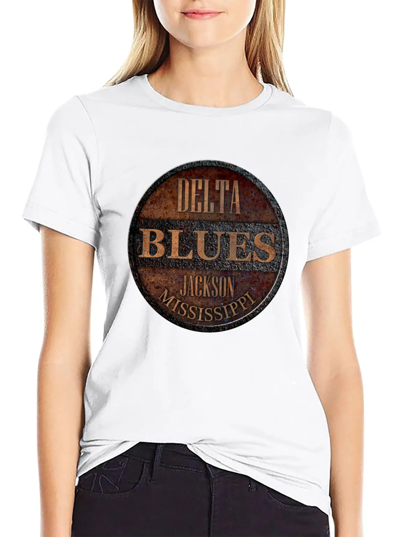 Rusty Delta Blues Jackson Unisex Short Sleeve Soft Cotton T-Shirt – Casual Everyday Wear