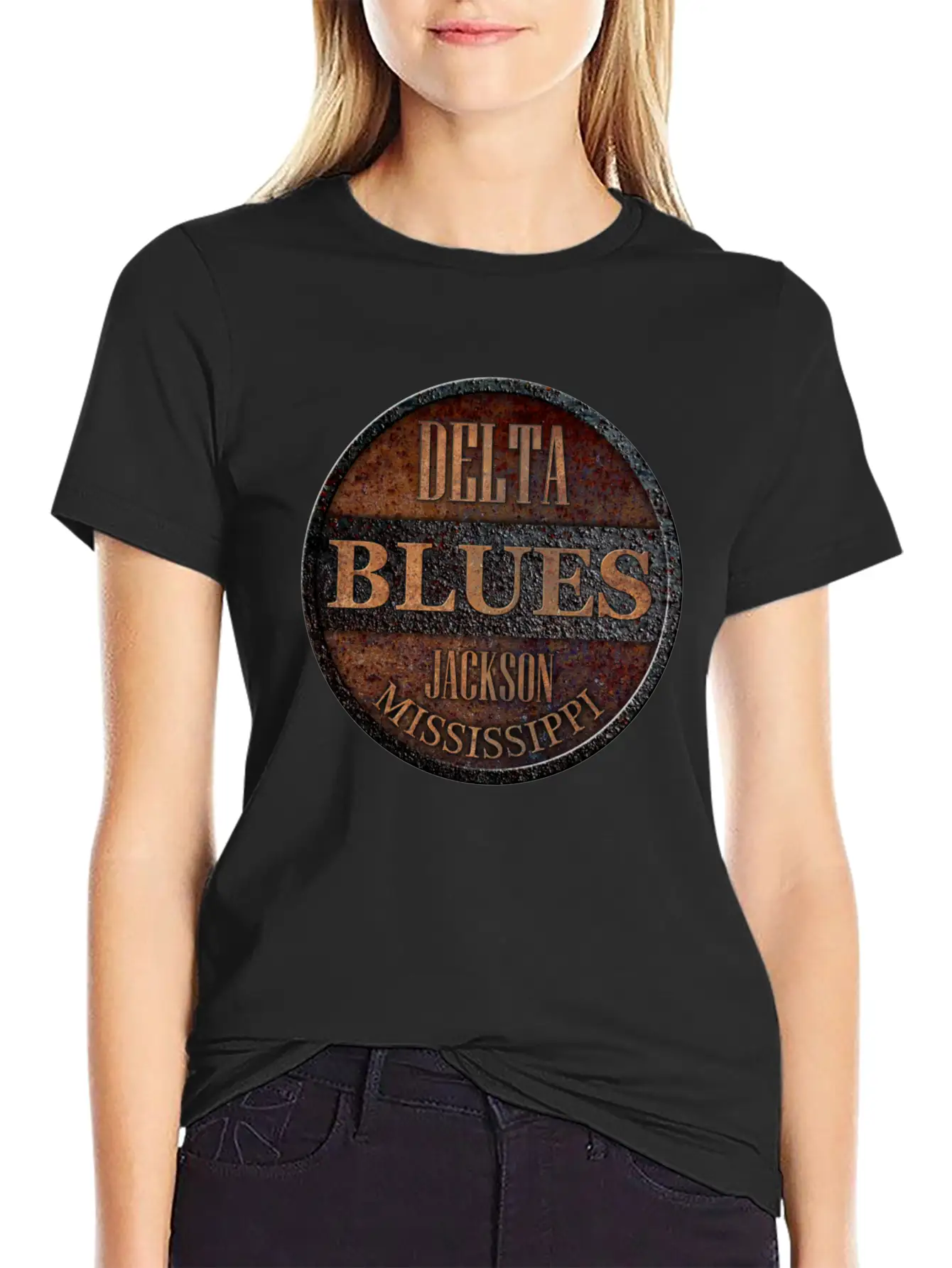 Rusty Delta Blues Jackson Unisex Short Sleeve Soft Cotton T-Shirt – Casual Everyday Wear